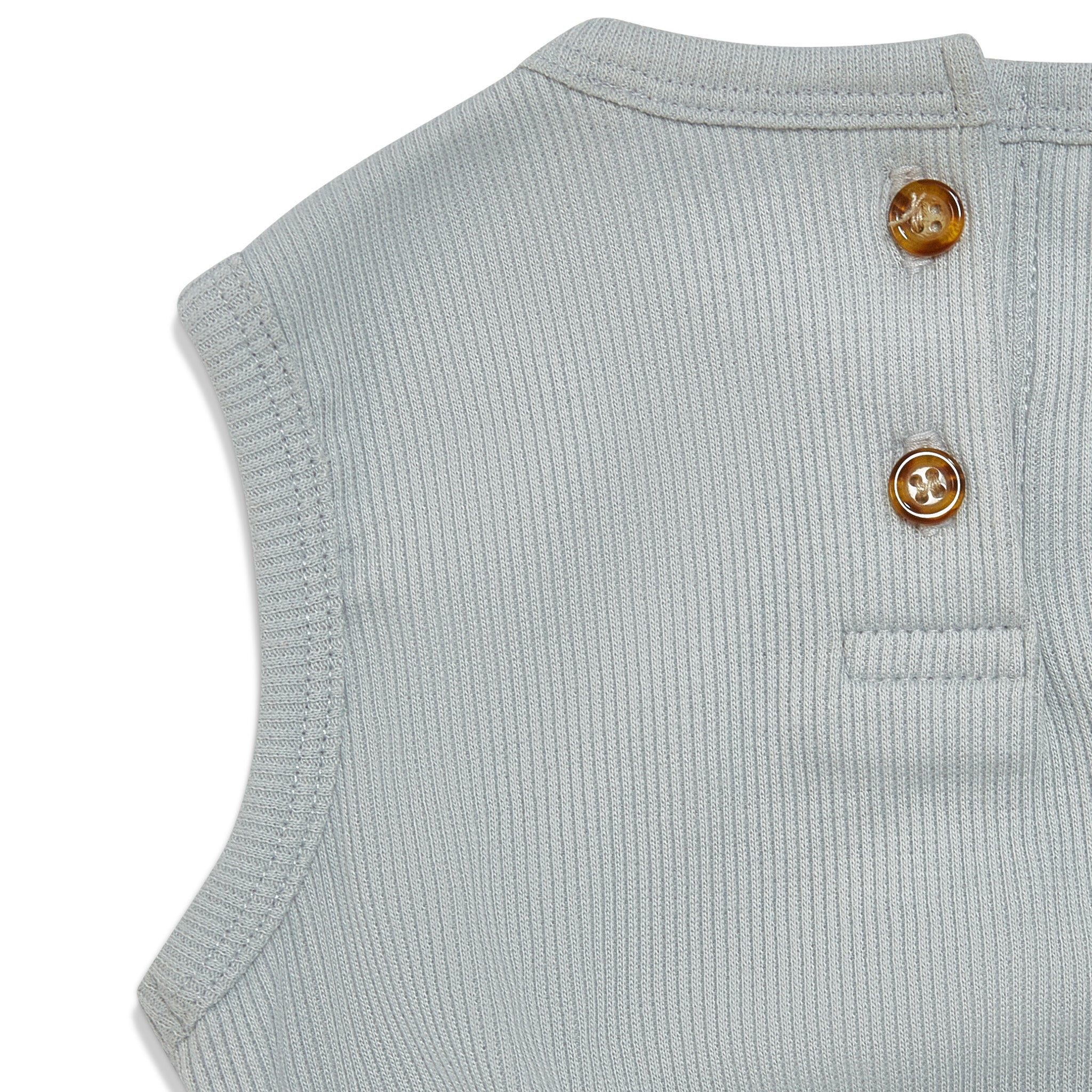 Organic Cotton Ruffle Waist Romper for Baby Girls - Pearl Blue | Soft & Comfortable One-Piece Outfit | Perfect for Playtime, Photo Shoots & Special Occasions