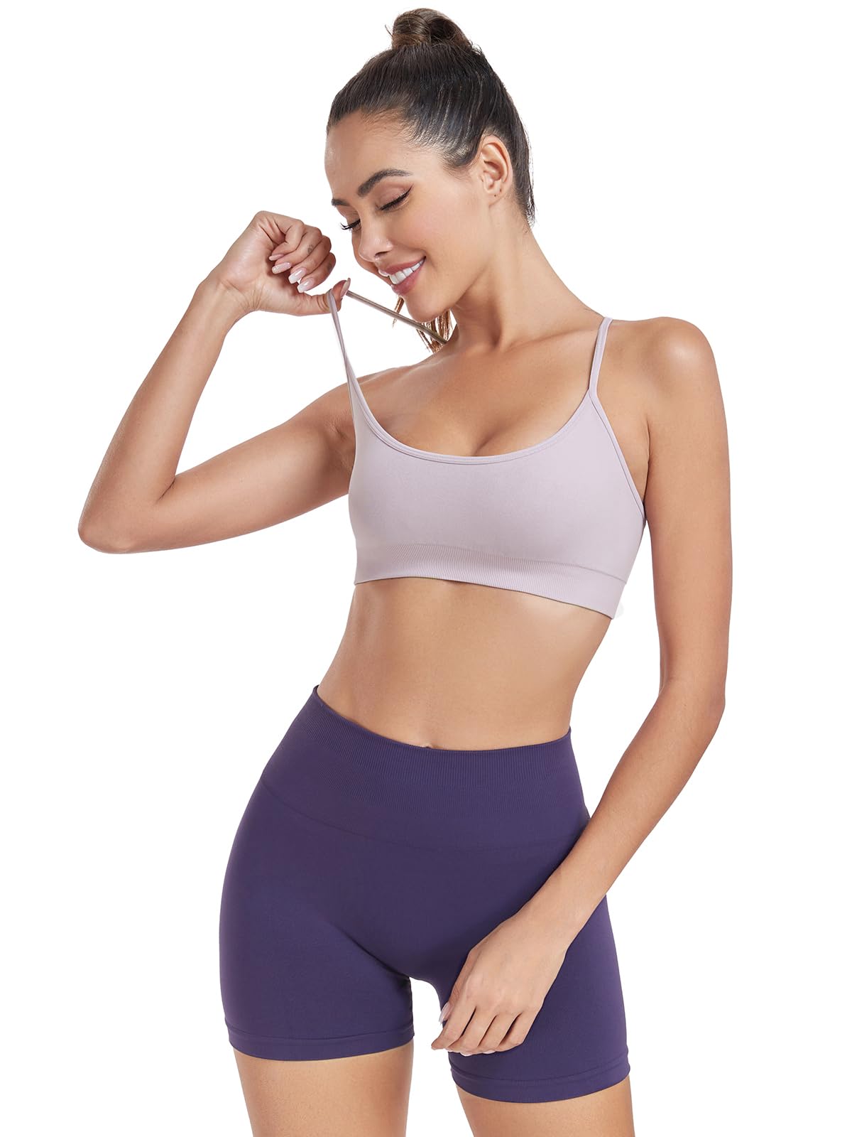 Women's 2-Piece Workout Set - High Waisted Yoga Shorts with Adjustable Strappy Sports Bra | Gym & Yoga Outfit for Women | Perfect for Yoga, Pilates, Running & Gym Training