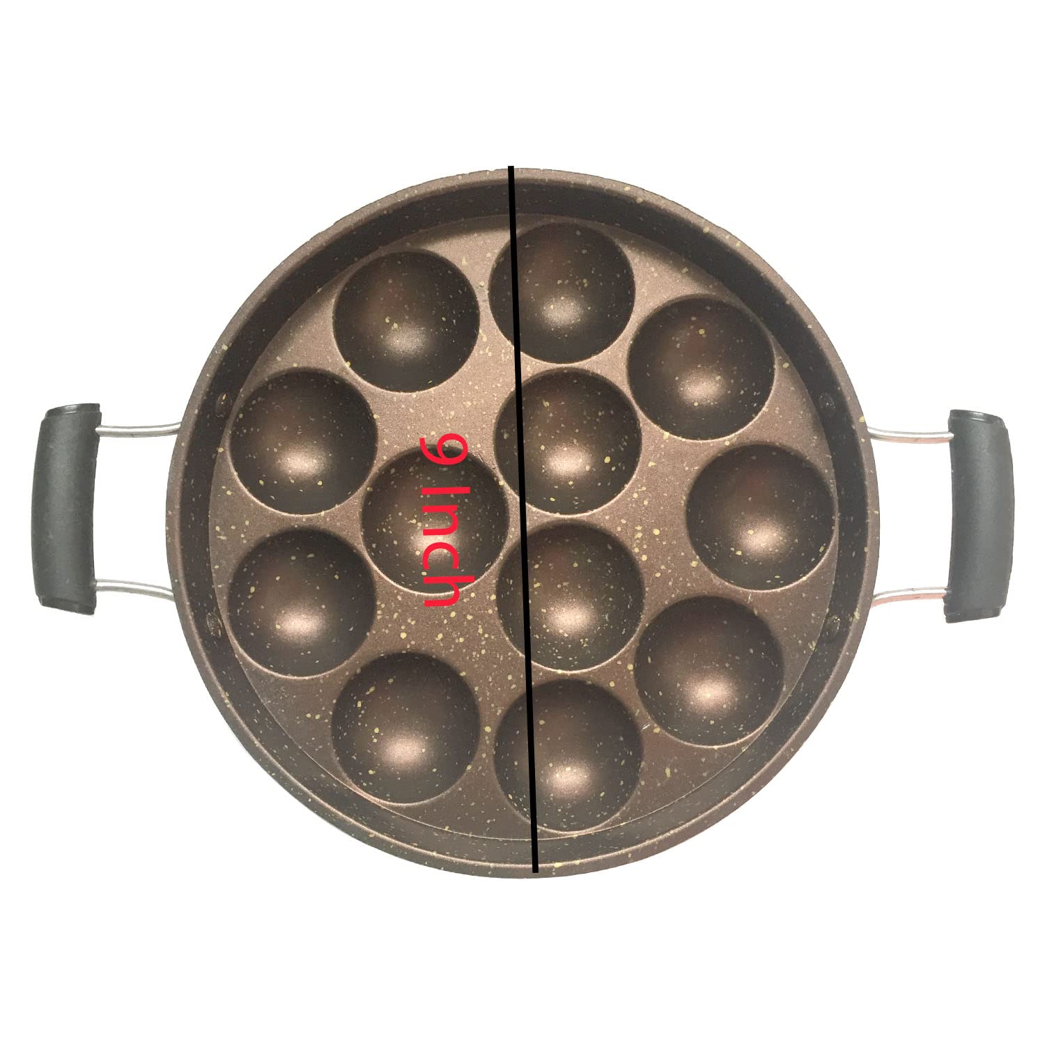 Non-Stick Appam Pan Maker with Glass Lid - 2 Side Handles for Easy Use - Paniyaram Pan Gas Stove Compatible - Perfect for Making Appam, Paniyaram & Indian Breakfast Dishes - Ideal for Home Cooking & Traditional South Indian Recipes
