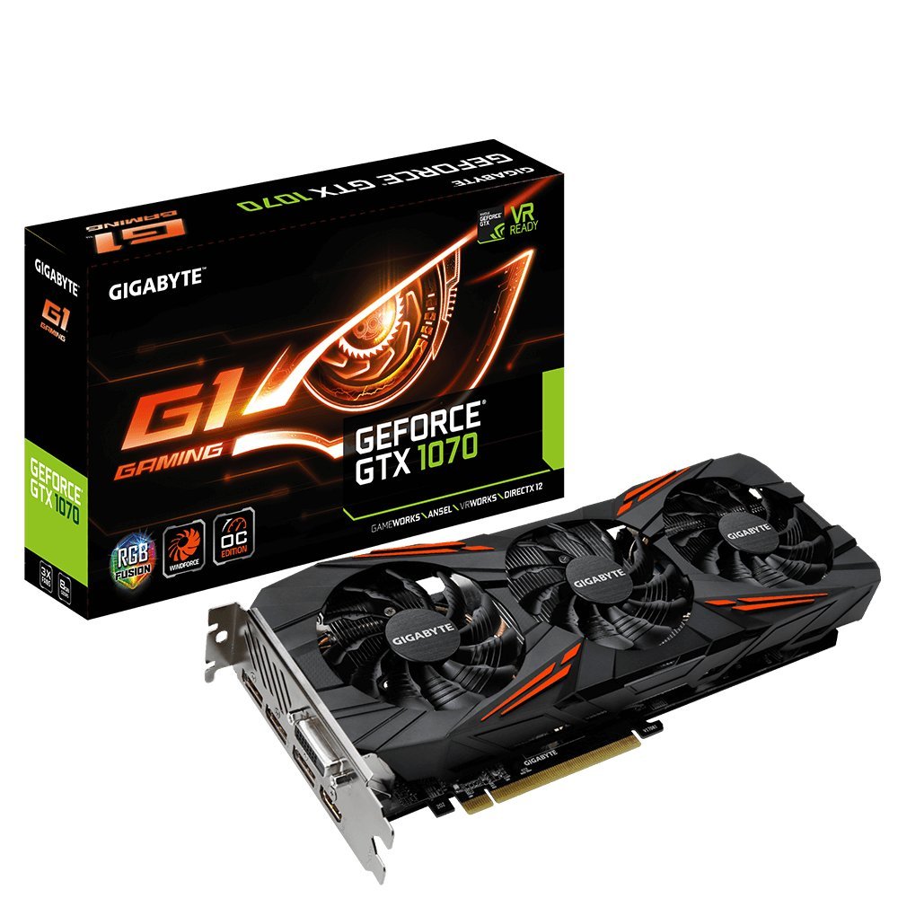 GIGABYTE GV-N1070G1 GAMING-8GD REV2.0 GeForce GTX 1070 G1 Gaming Graphics Card 8GB GDDR5 - High Performance PC Video Card for 4K Gaming, VR & Content Creation