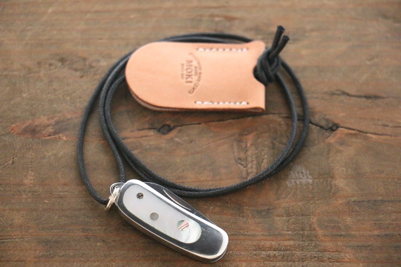 Premium Moki Mini Pendant Pocket Knife - White Mother of Pearl & Abalone Inlay - Compact EDC Knife for Camping, Hiking & Everyday Carry