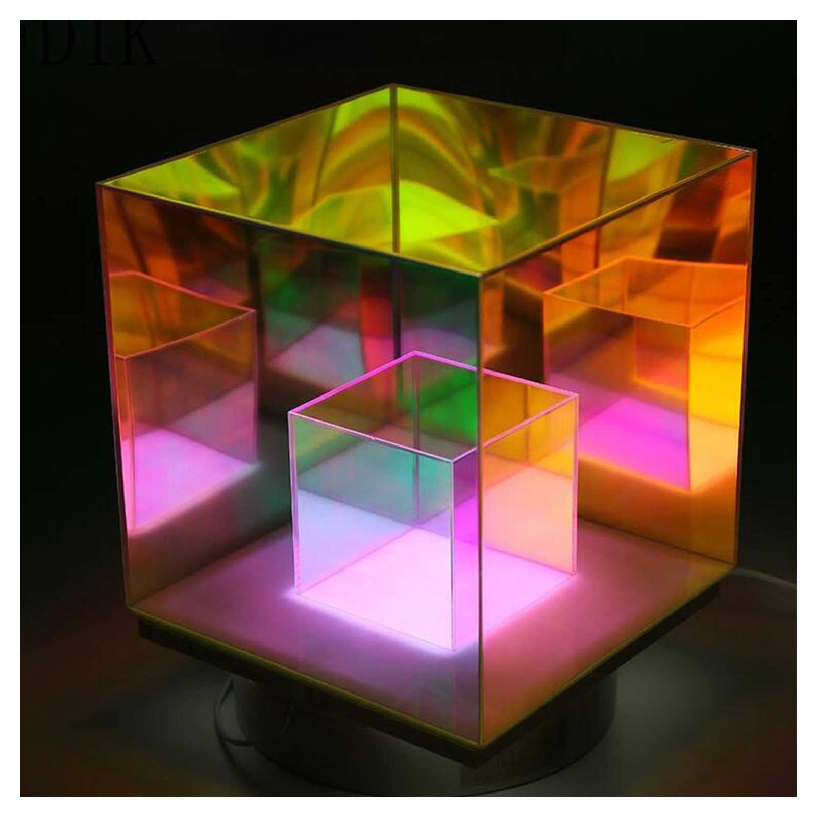 Bulaxxooo 3D Magic Cube LED Table Lamp with Remote - RGB Color Changing Night Light, Acrylic Cube Projection Lamp for Bedroom, Living Room, Office Decor (Perfect for Mood Lighting, Gaming Setup & Home Decoration)