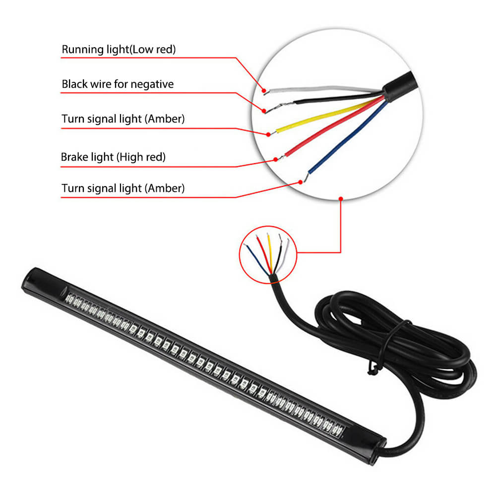 Universal Motorcycle LED Strip Lights - 2pcs All-in-One Tail Brake Stop Turn Signal Lights for Enhanced Safety & Style | Perfect for Night Riding & Custom Bike Builds