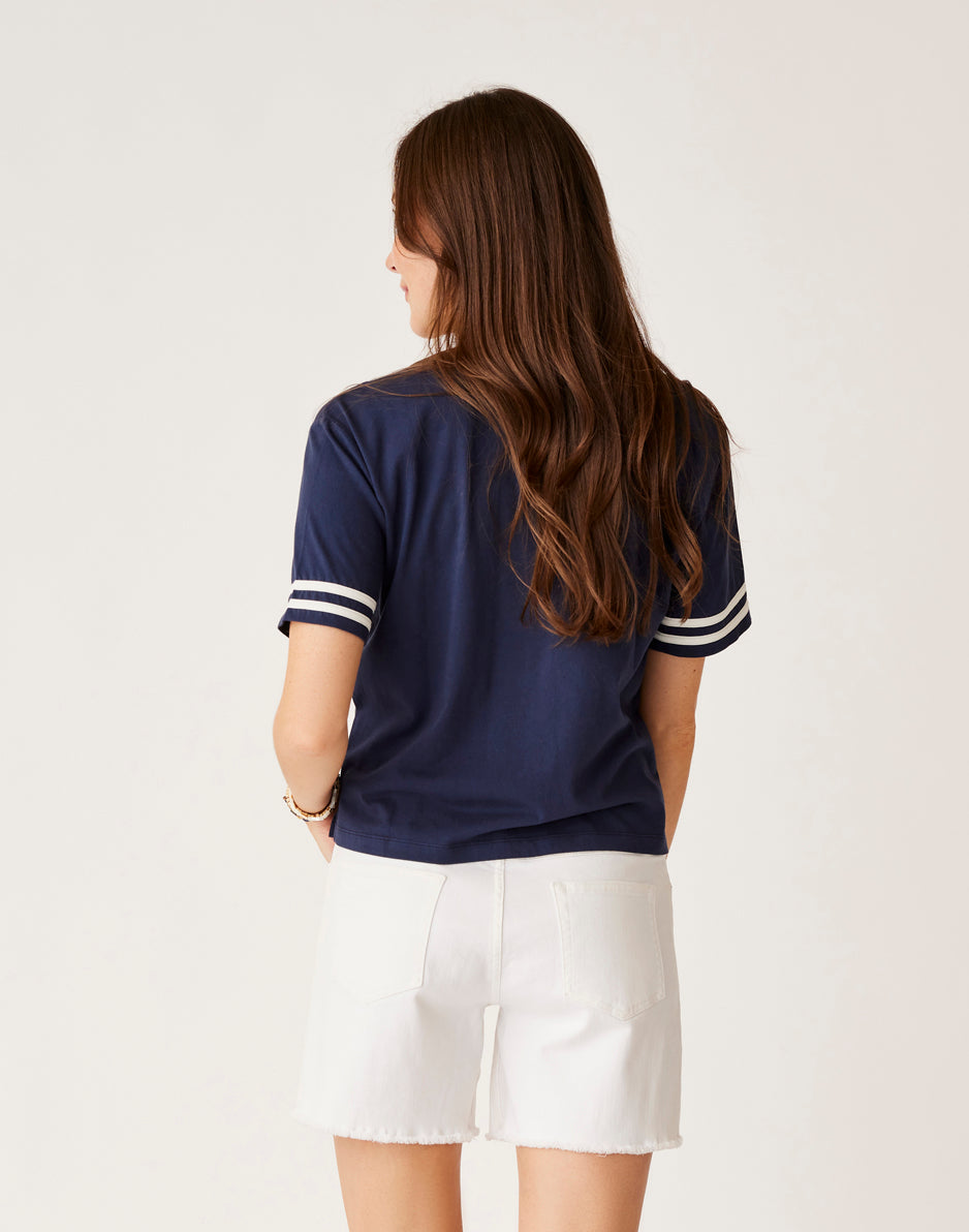 Ainslee Boxy Tee - Navy Blue Relaxed Fit Women's T-Shirt | Casual Everyday Wear & Layering Essential