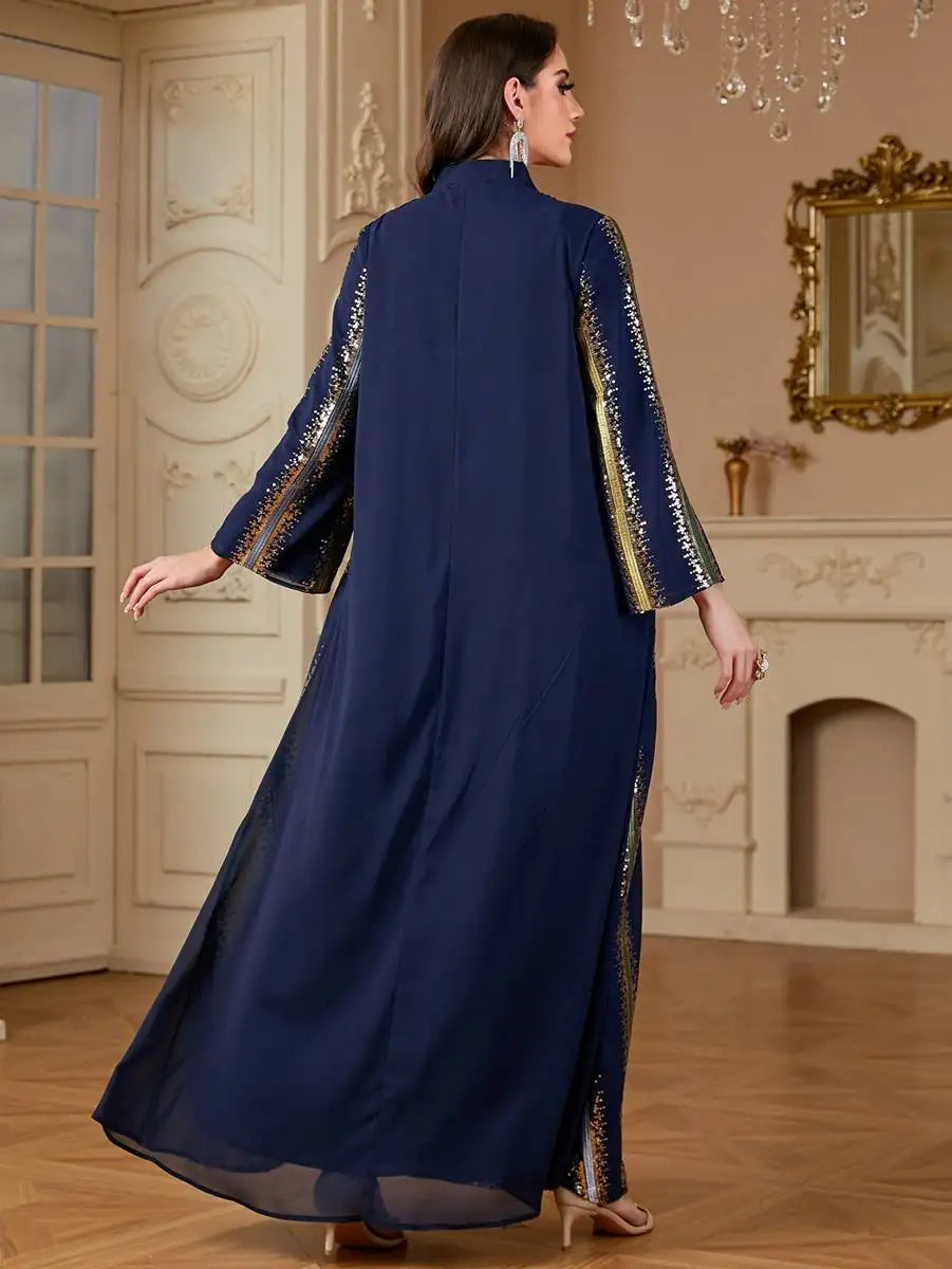 Elegant Chiffon Embroidery Eid Caftan Dress for Women - Flowy Long Kaftan with Intricate Designs #244170 | Perfect for Eid Celebrations, Weddings & Special Occasions