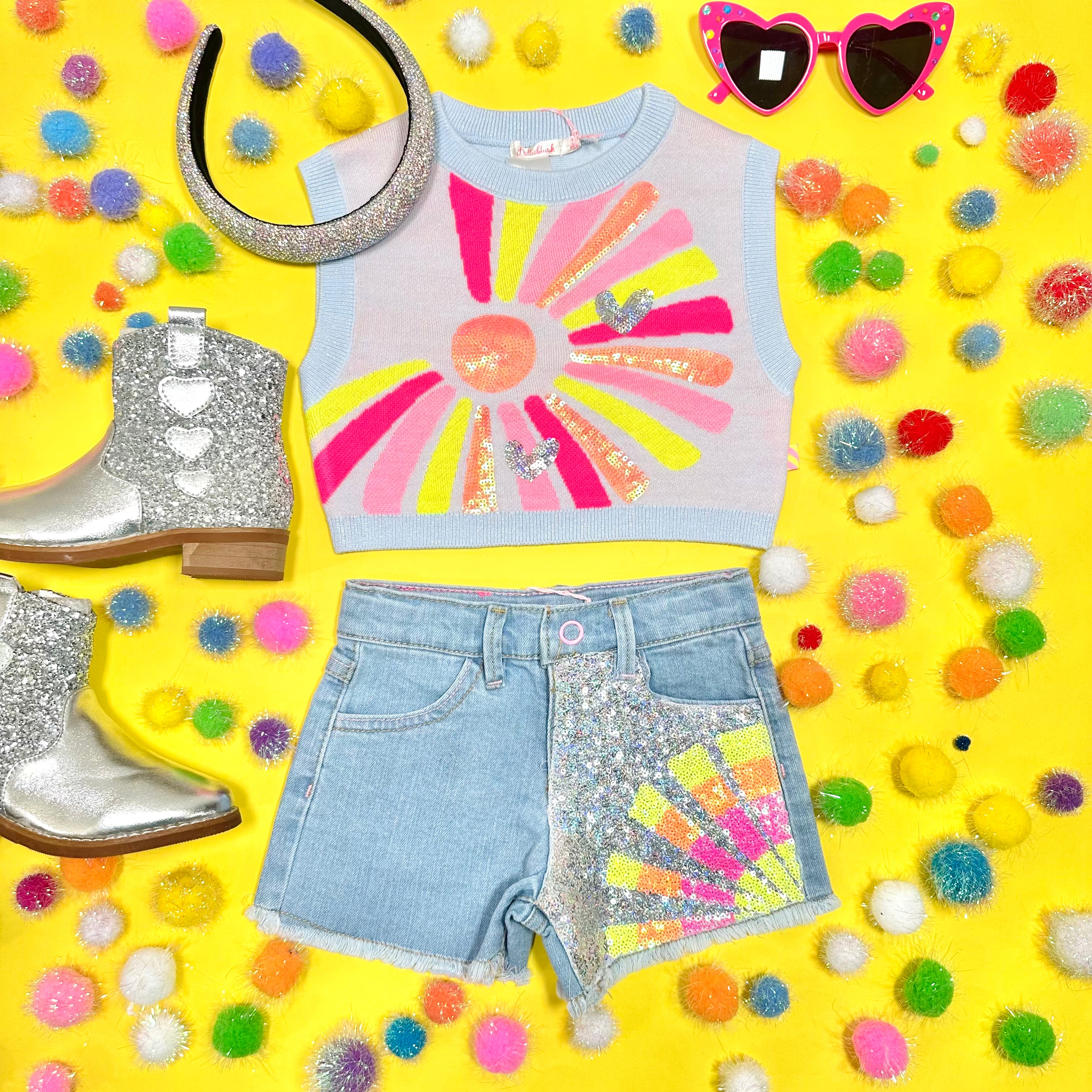 Sparkly Sequin Sun Denim Shorts for Women - High Waisted Distressed Denim Shorts with Sequins - Perfect for Summer, Beach, Parties & Festivals
