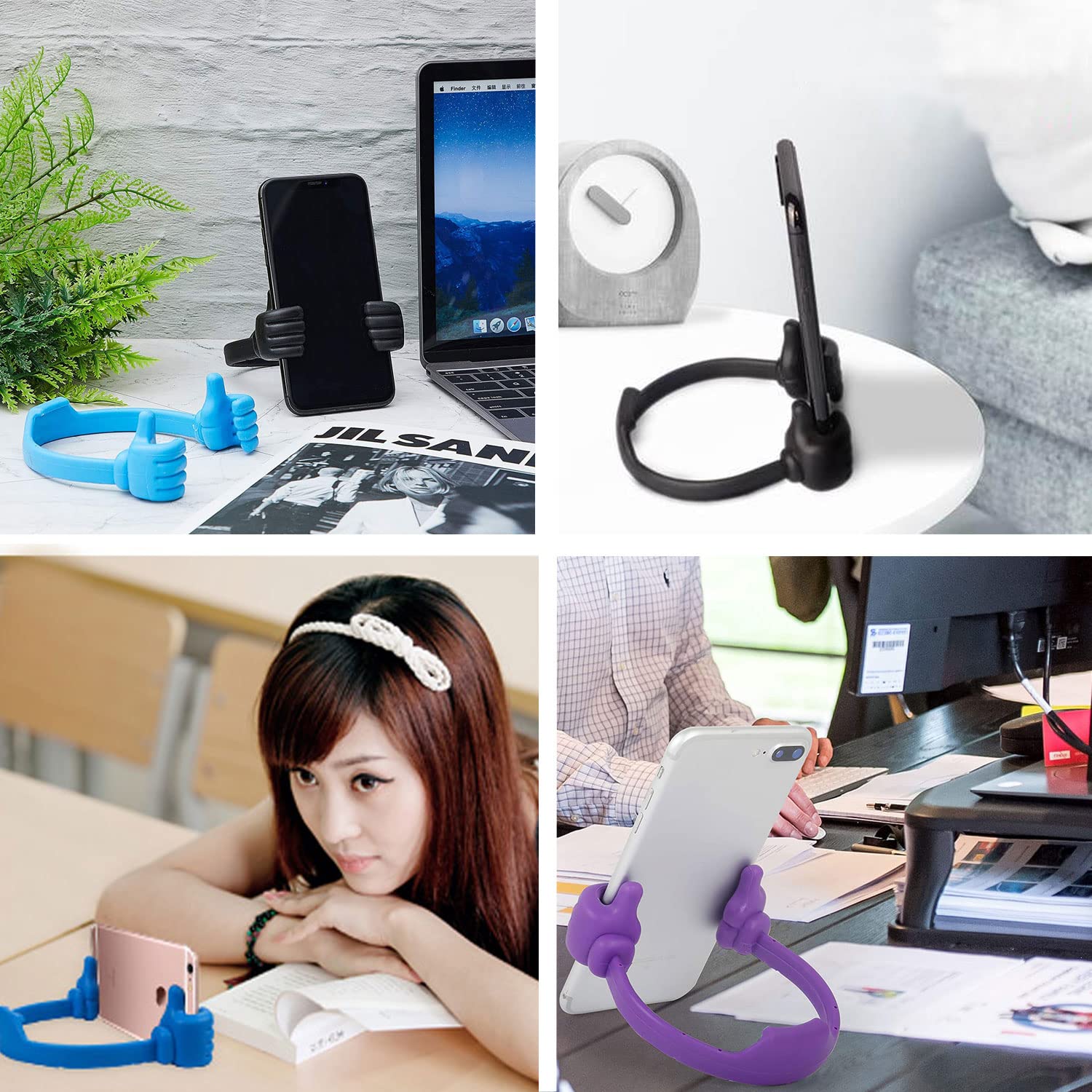 Universal Flexible Phone Stand & Tablet Holder - Adjustable Desk Mount for iPhone, iPad, Samsung & More (Black) | Perfect for Office, Home, Car & Video Calls