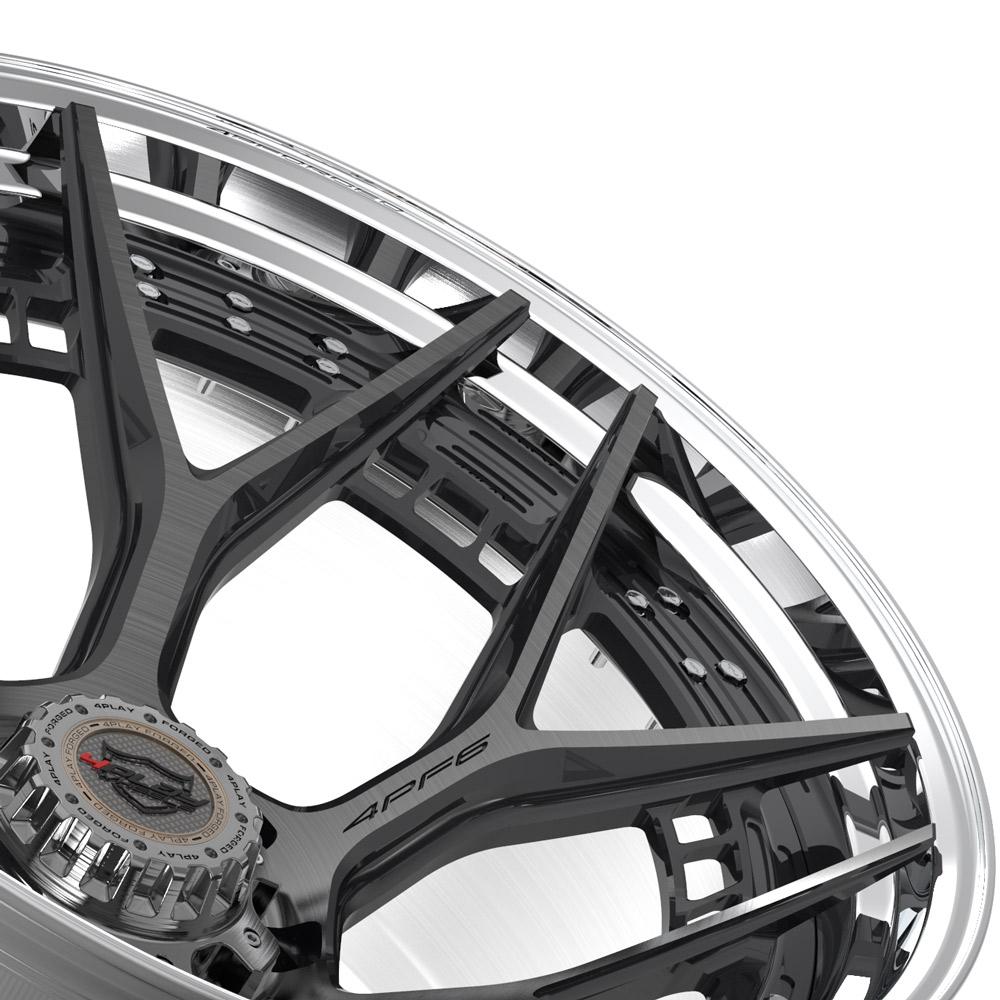 4Play Forged Series 4PF6 24x14.0 Wheels - Brushed with Tinted Clear Center & Polished Barrel - 8x170mm Bolt Pattern 124.9mm Offset - Premium Truck & SUV Rims for Off-Road & Street Performance