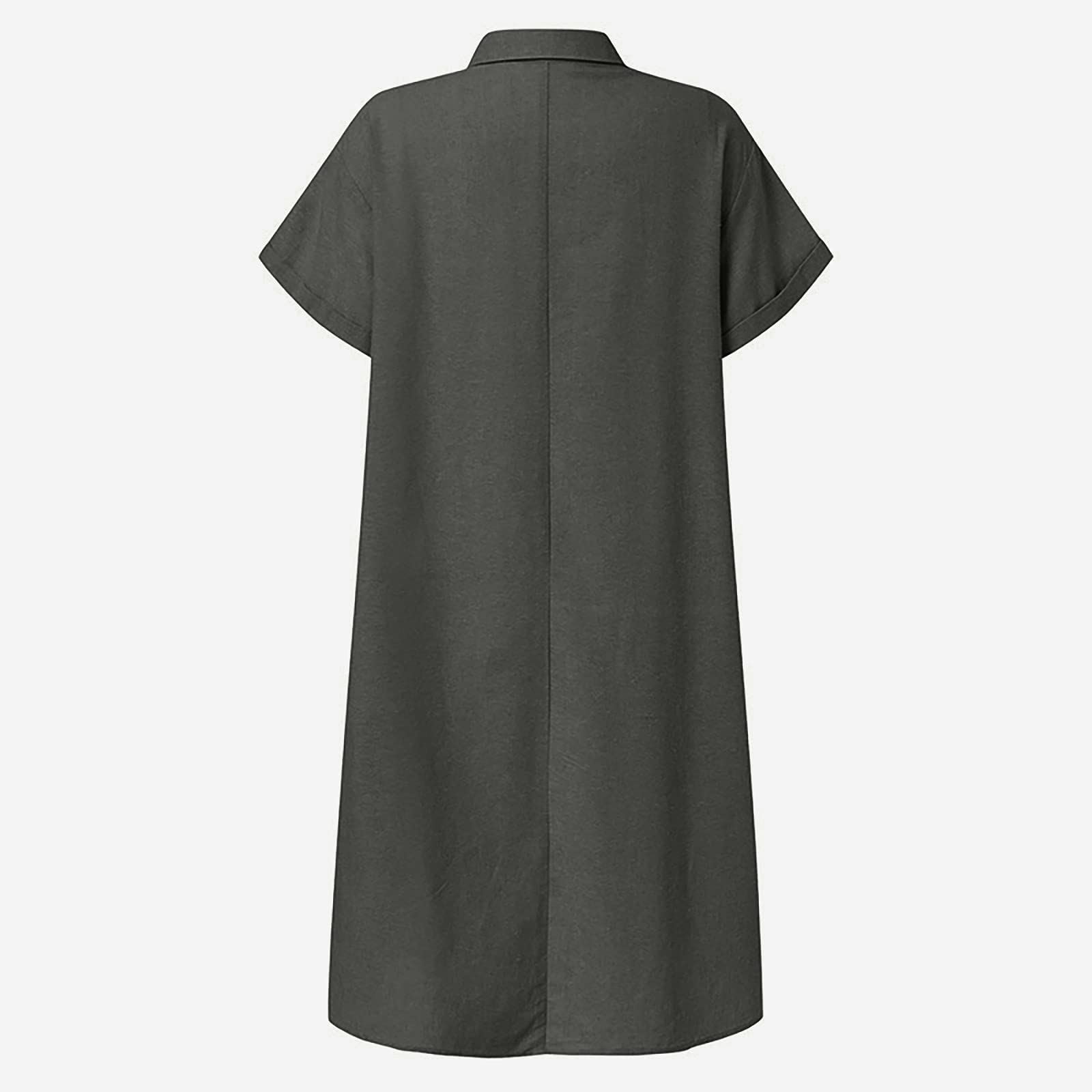 Linen Shirt Dress for Women - Short Sleeve Button Up with Pockets | Beach & Summer Wear