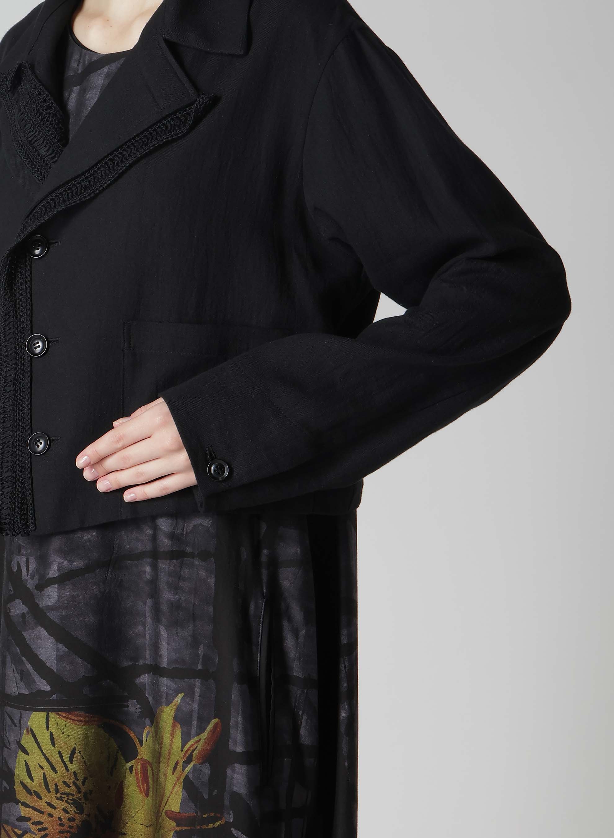 Soft Cotton Flax Viyella Crochet 3-Button Blouson Jacket for Women - Perfect for Spring Layering & Casual Outfits