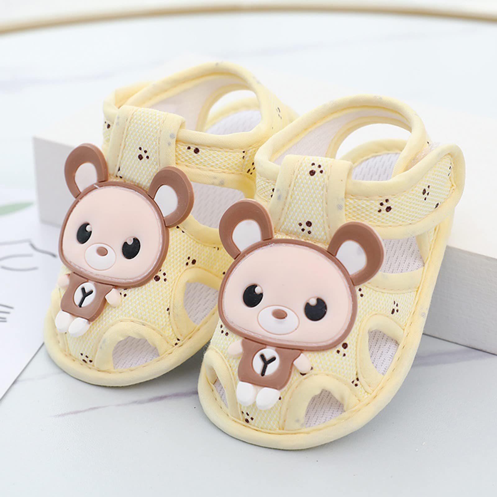 Lykmera Baby Walking Shoes for Boys & Girls - Comfortable, Fashionable Princess & Water Shoes (Yellow, Size 4 Infant) - Perfect for Outdoor Play, Beach & Daily Wear