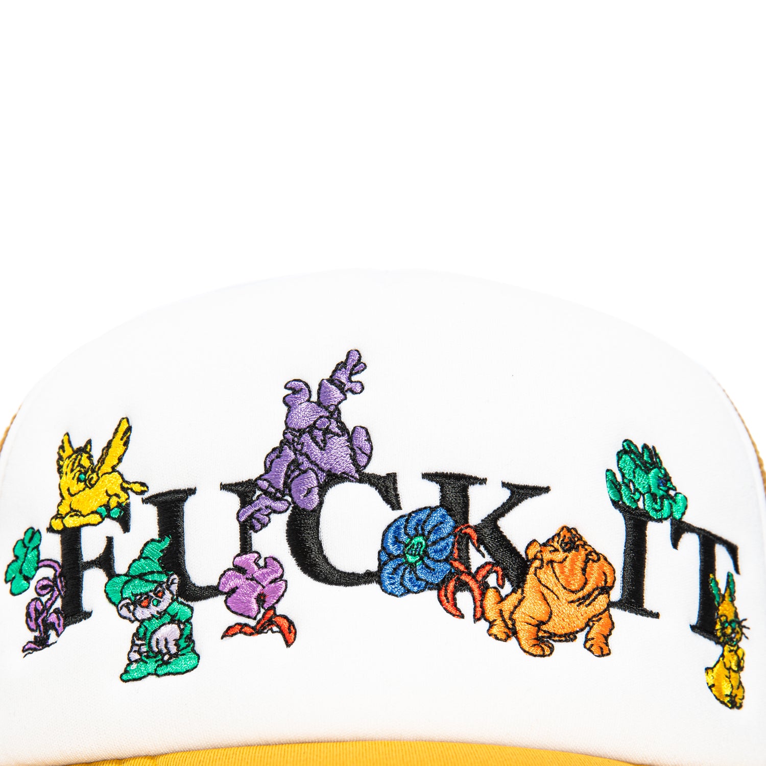 HUF F**k It Trip Foam Front Trucker Snapback Hat - White & Gold - Stylish Streetwear Cap for Skateboarding, Hip-Hop & Urban Fashion