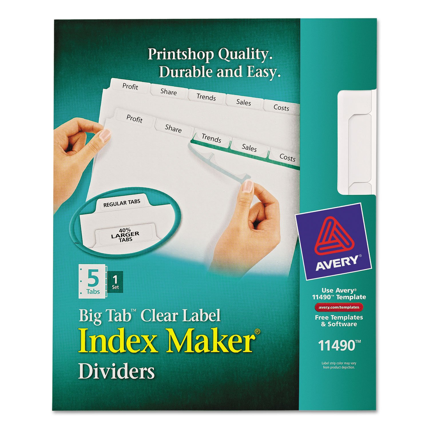 AVE11490 - Clear Index Maker Print & Apply Label Dividers with White Tabs - Perfect for Office Organization, File Sorting, and Document Management