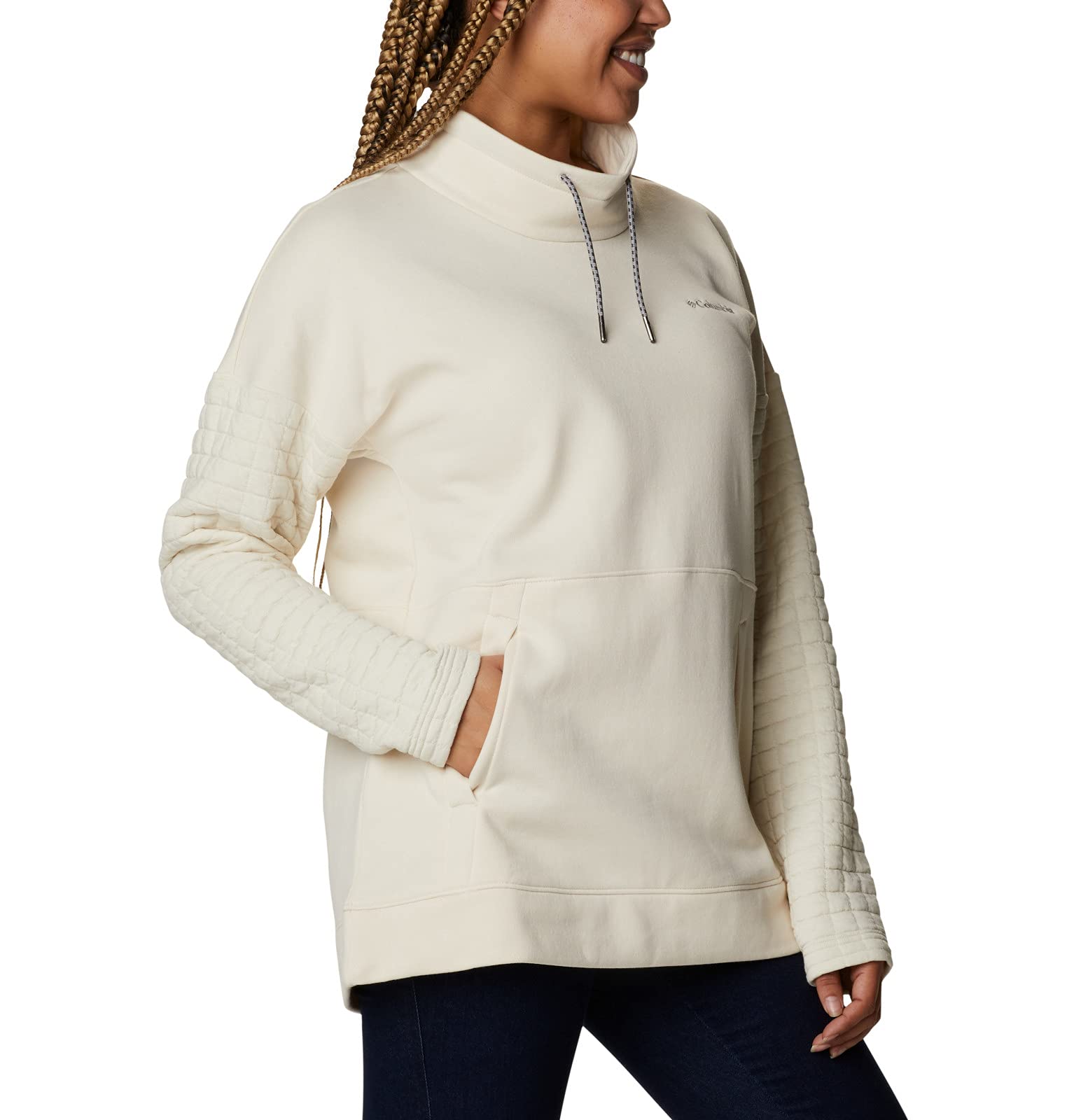 Columbia Women's Sunday Summit Oversized Funnel Neck Fleece Jacket - Chalk (Medium) | Warm Winter Outerwear for Hiking, Camping & Outdoor Adventures