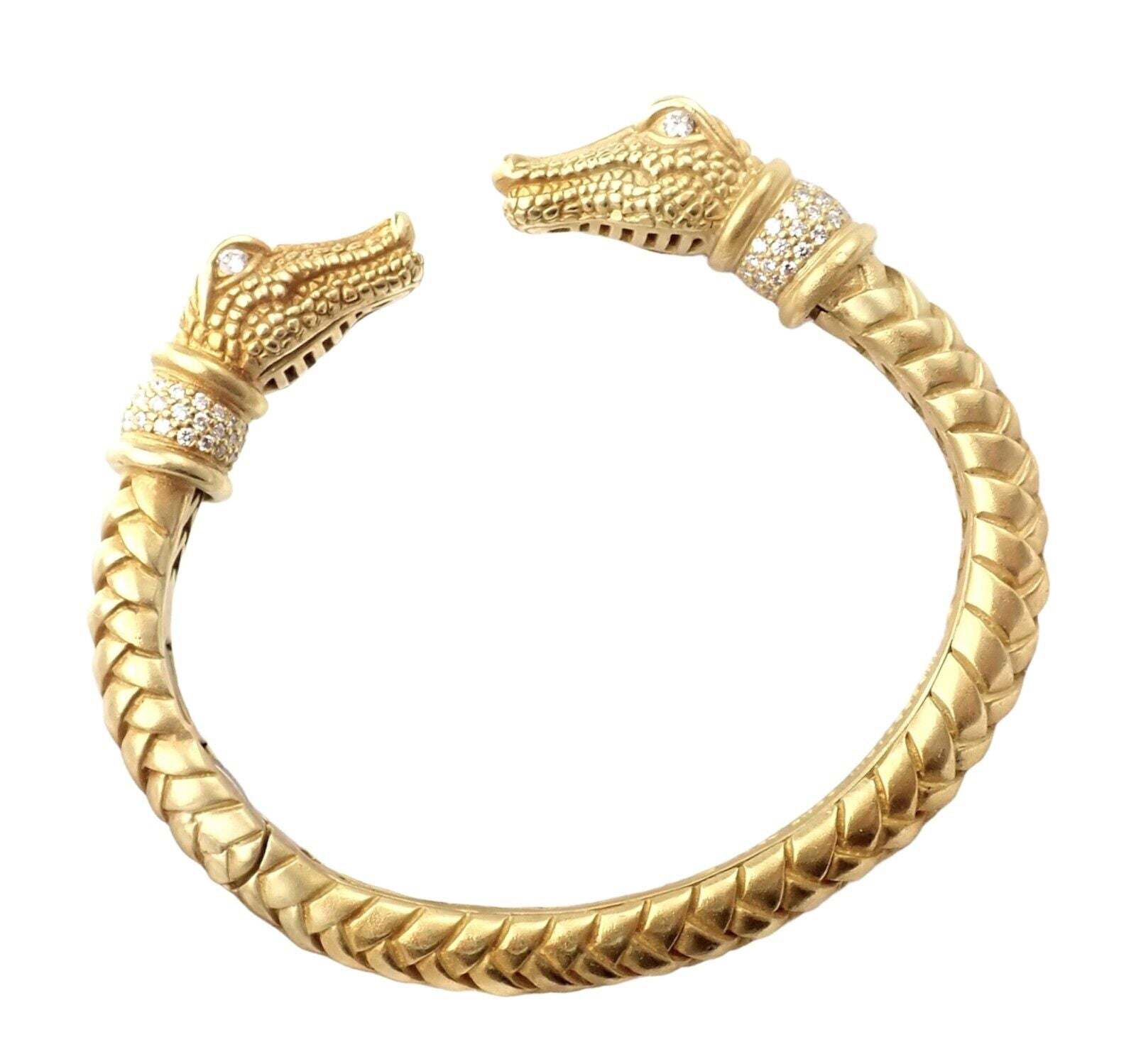 Authentic Kieselstein Cord 18k Yellow Gold Diamond Alligator Head Bracelet - Luxury Jewelry for Women, Perfect Gift for Anniversary & Special Occasions