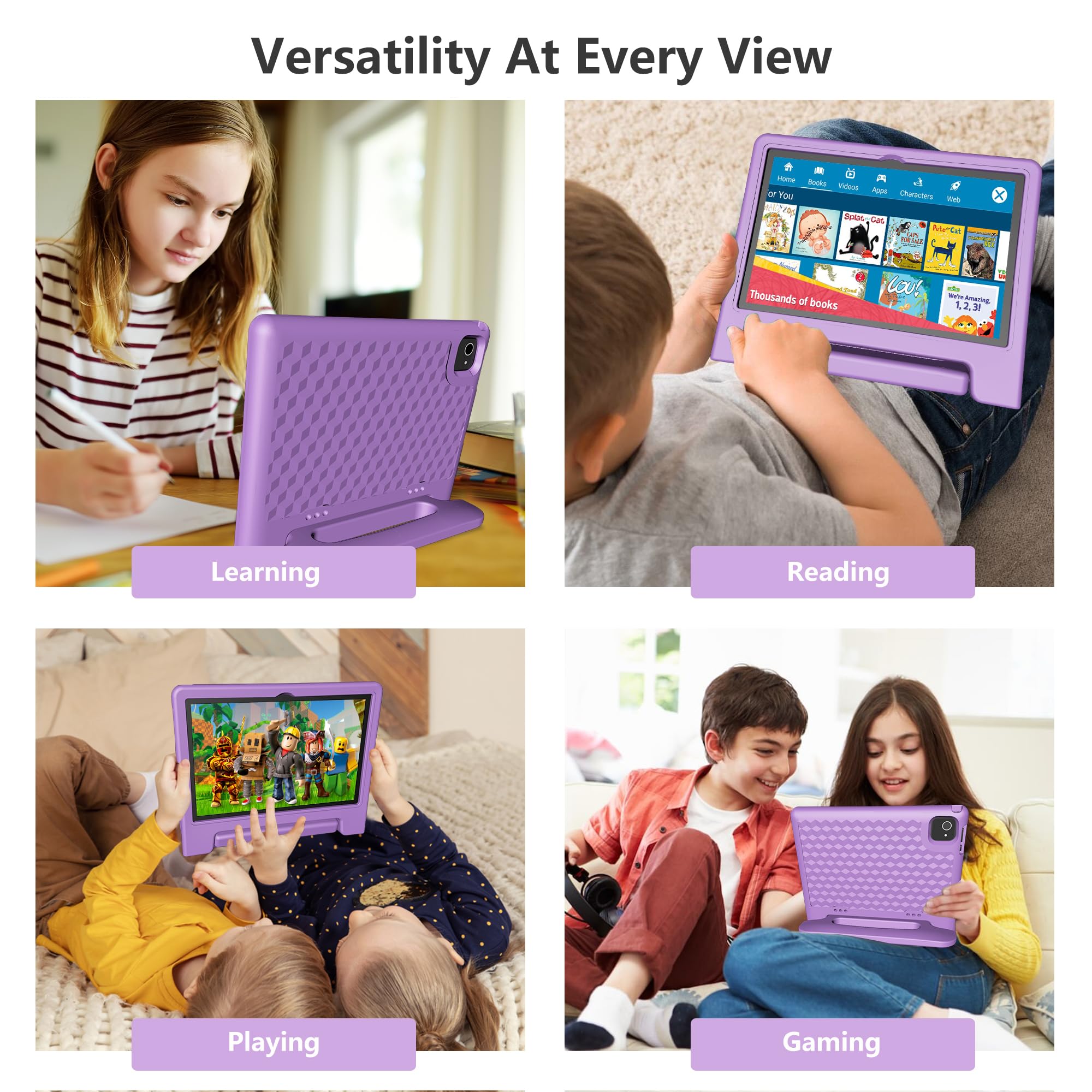 10 Inch Kids Tablet with Android 13 | 4GB RAM 64GB Storage | 8-Core Processor & WiFi 6 | 12 Hour Battery | Parental Controls | HD Display & Dual Cameras | Shockproof Case | Preloaded Educational Apps | Perfect for Learning, Travel & Home Use