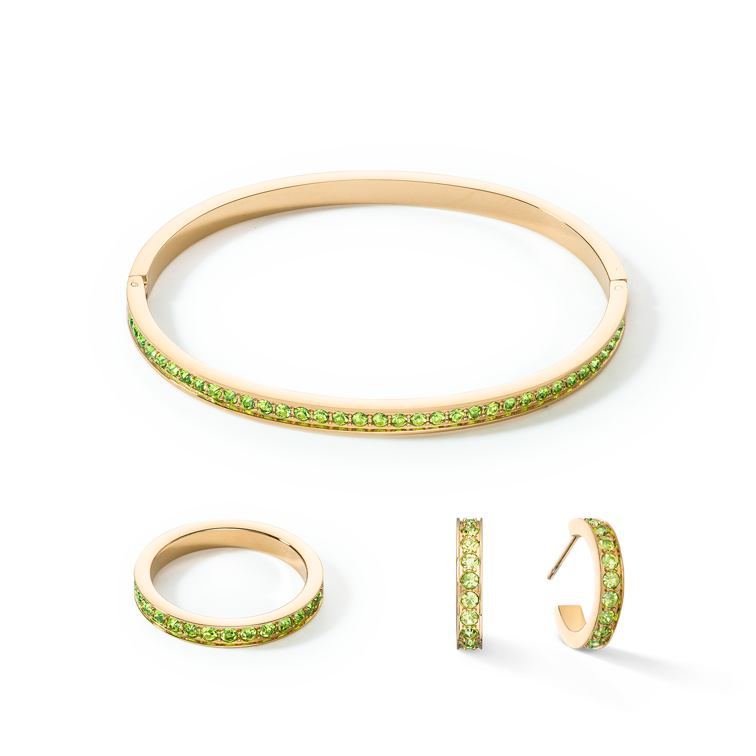 Stainless Steel Crystal Ring - Elegant Slim Gold Green Band for Women | Perfect for Weddings, Parties & Everyday Wear