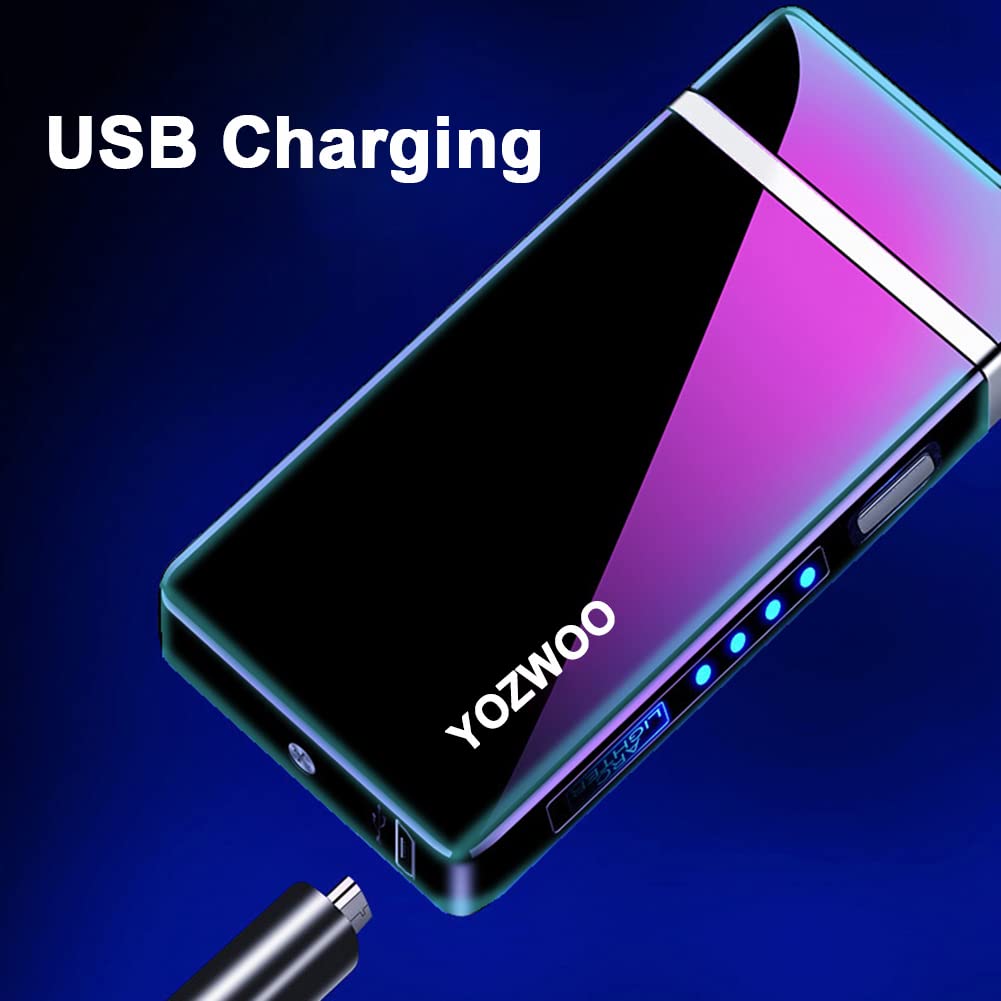 YOZWOO USB Rechargeable Plasma Lighter - Windproof Dual Arc Lighter for Camping & Gifts