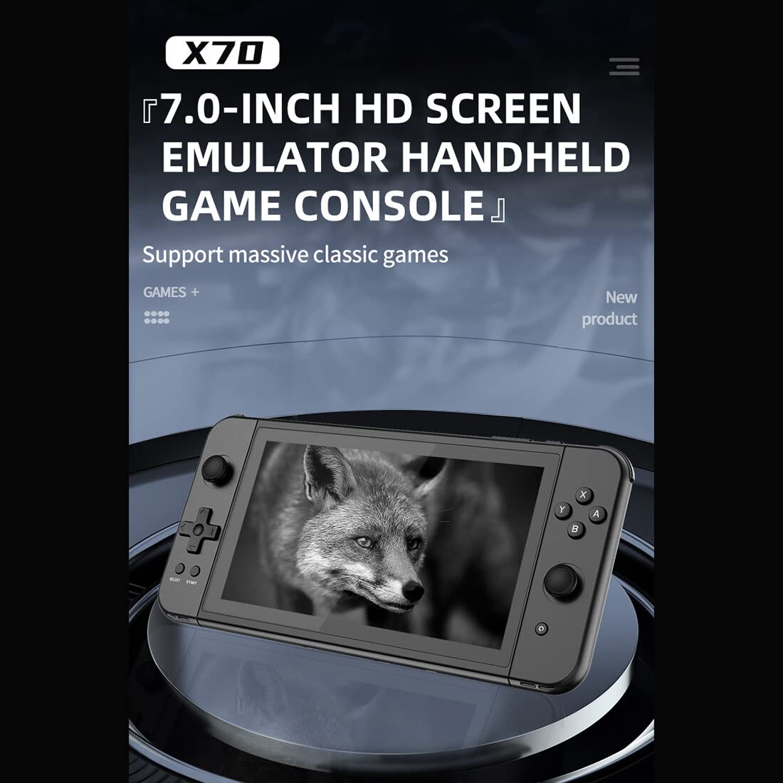 Powkiddy X70 Portable Gaming Console - 7 Inch HD IPS Screen, 64GB Storage with 5,600 Preloaded Retro Games - Handheld Video Game System for Kids & Adults - Perfect for Travel, Commuting & Home Entertainment