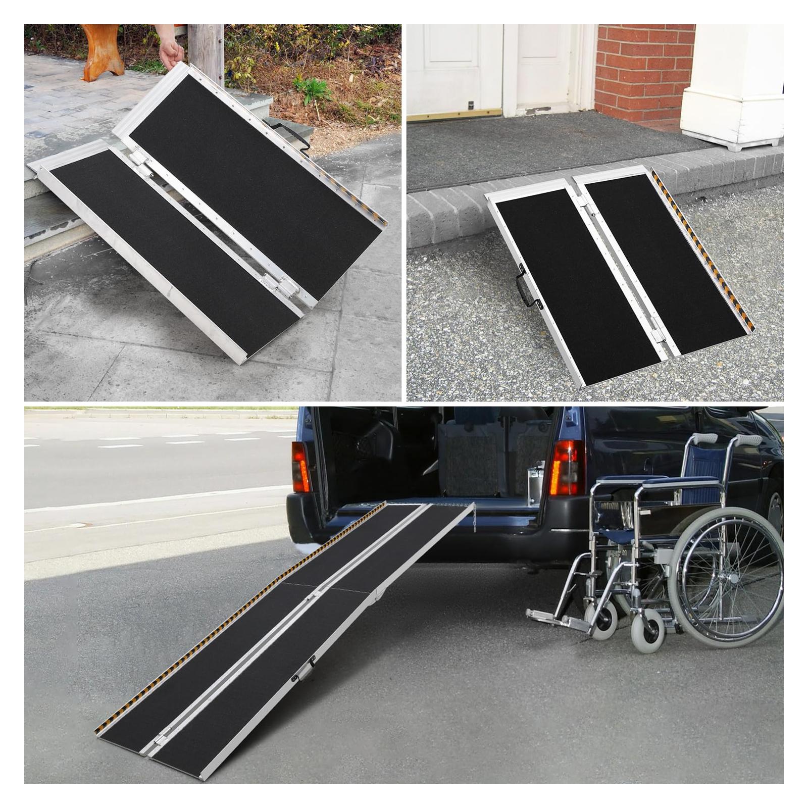 GARVEE 2FT Portable Aluminum Wheelchair Ramp - Lightweight Non-Slip Threshold Ramp for Home, Cars, Curbs & Stairs | ADA Compliant Mobility Access Solution for Wheelchairs, Scooters & Walkers | Perfect for Indoor/Outdoor Use & Travel