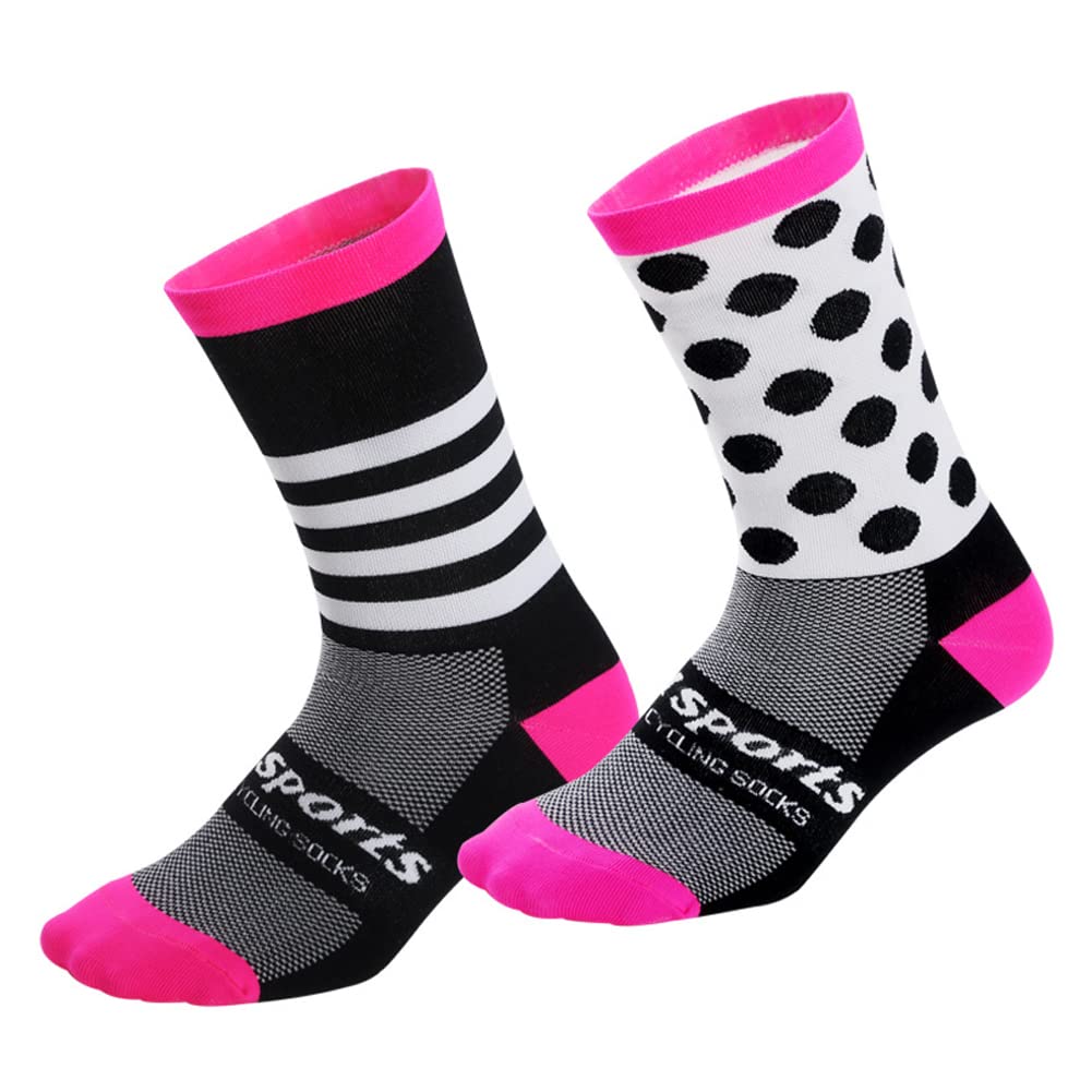 Cycling Socks for Men & Women - Breathable Bike Riding Socks for MTB, BMX, XC Sports - Athletic Ankle Socks in Black, Pink, Blue, Green & Orange - Perfect for Road Cycling, Mountain Biking & Indoor Training