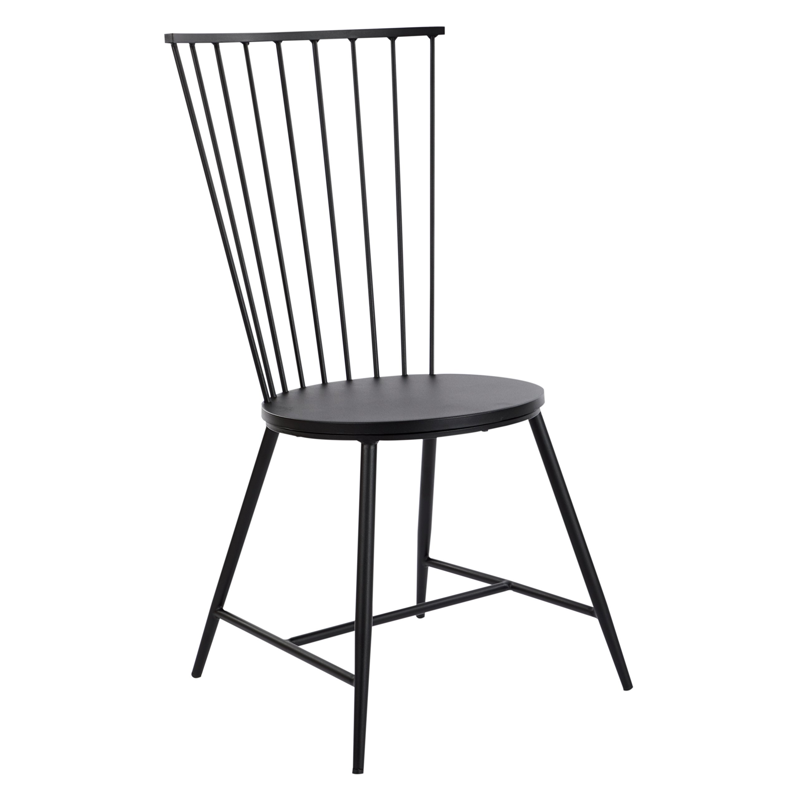 OSP Home Furnishings Bryce Metal Dining Chair with Curved Back - Black Finish - Modern Kitchen & Dining Room Furniture for Indoor Use