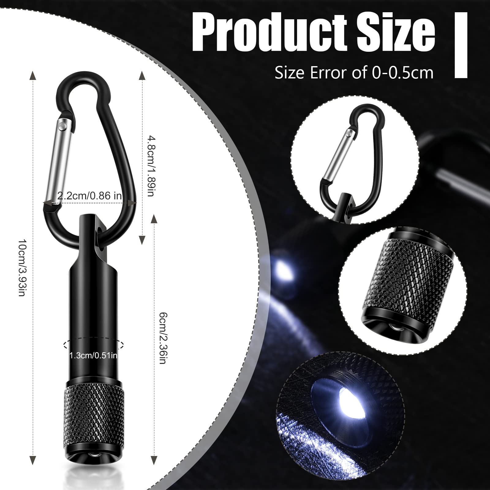 49 Pack Mini LED Keychain Flashlights with Buckle - Small Bulk Flashlights for Camping, Hiking, Outdoor Adventures, Emergency Kits & Nighttime Safety