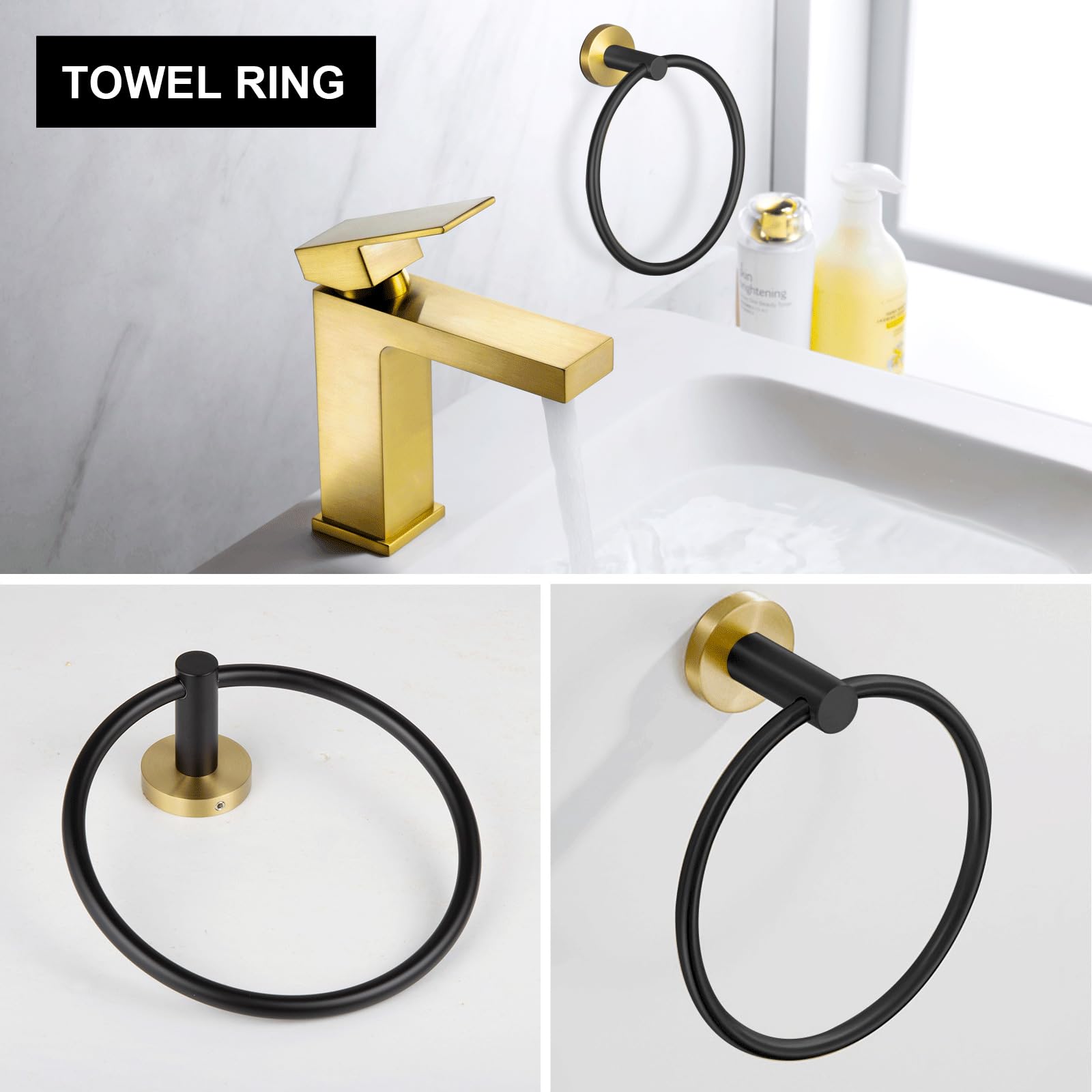 Lava Odoro 6-Piece Bathroom Hardware Set - Stainless Steel Towel Bar & Rack for Modern Bathrooms