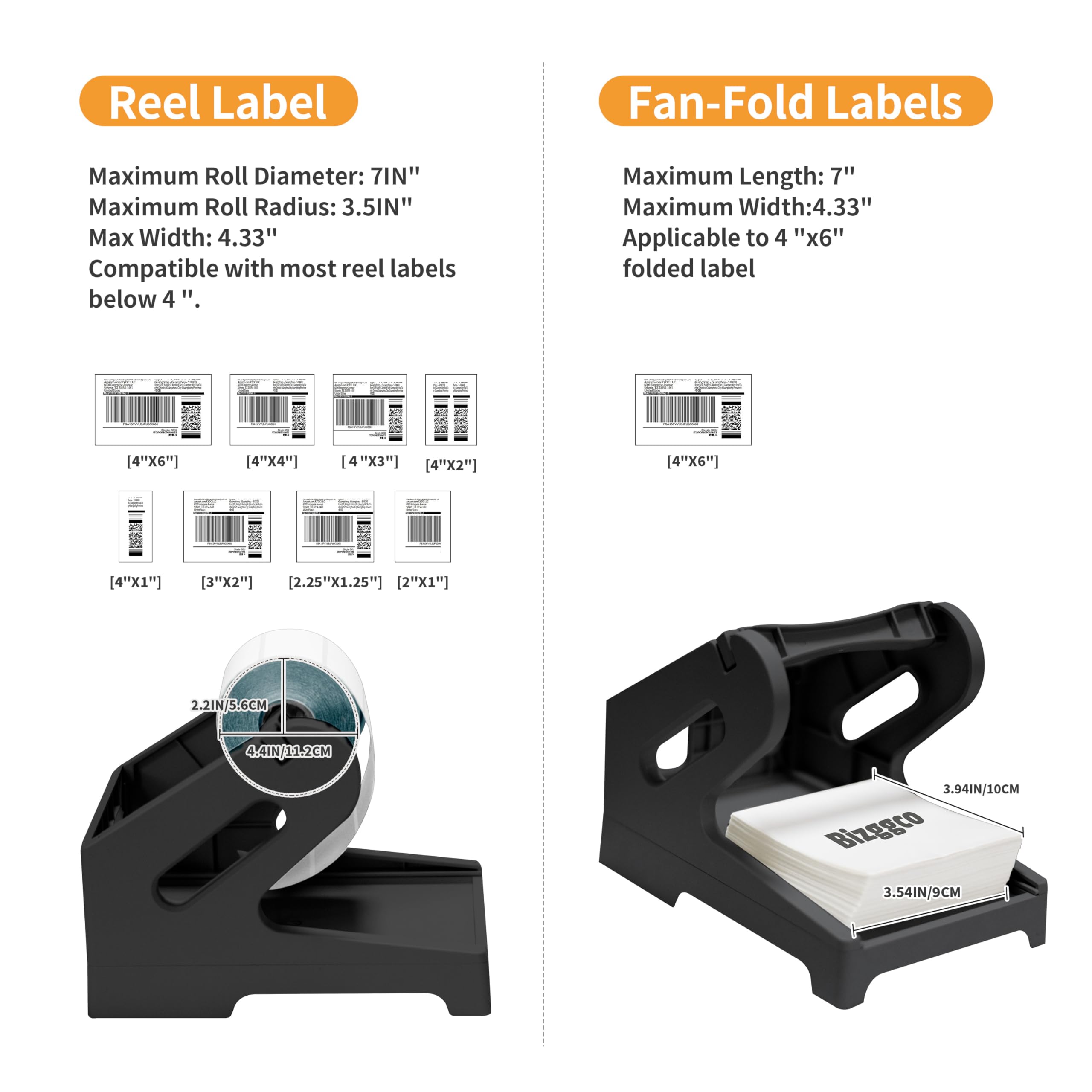 Thermal Shipping Label Holder for Rolls & Fan-Folds - Desktop Printer Stand & Fragile Sticker Dispenser Organizer - Black Home Office Accessory for Holographic Vinyl Sticker Maker - Perfect for E-commerce, Packaging & Shipping Businesses