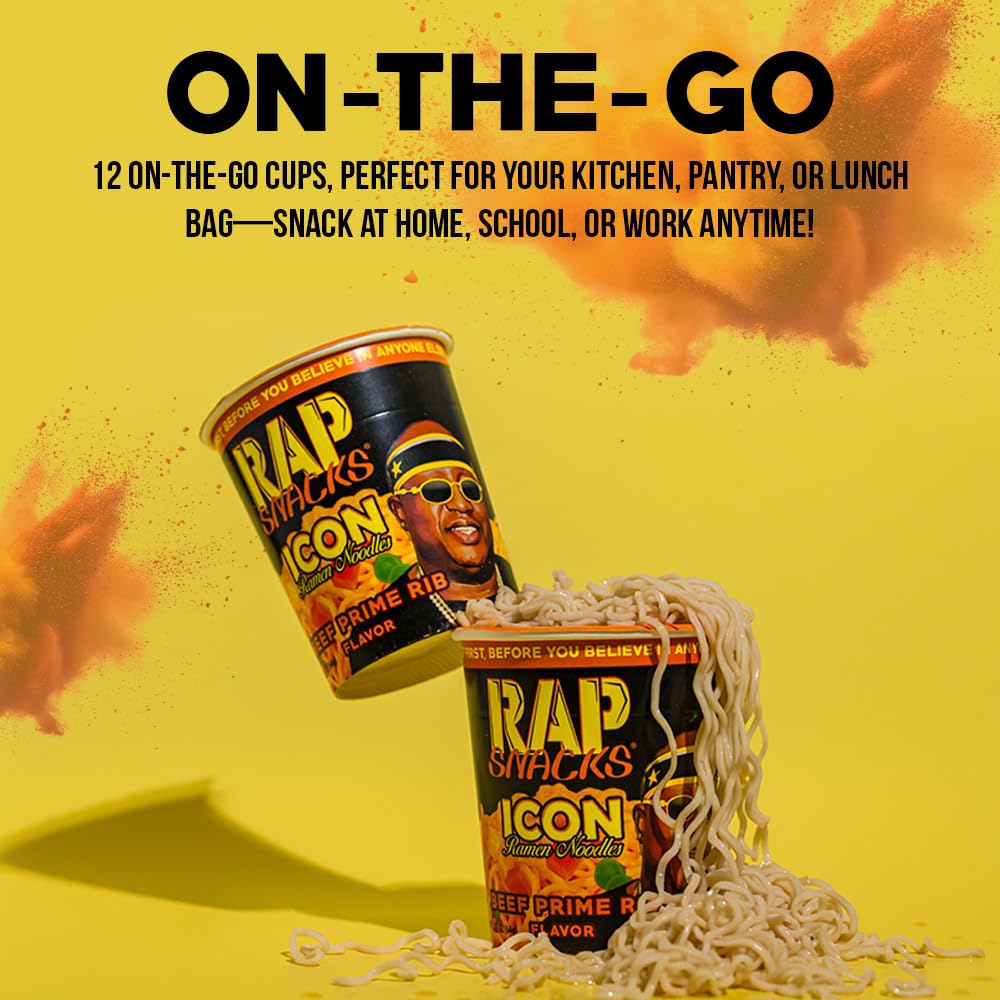 Rap Snacks Creamy Chicken Gumbo ICON Ramen Noodles - Master P Pack of 12 - Instant Noodles for Quick Meals, Snacks & Emergency Food Supply