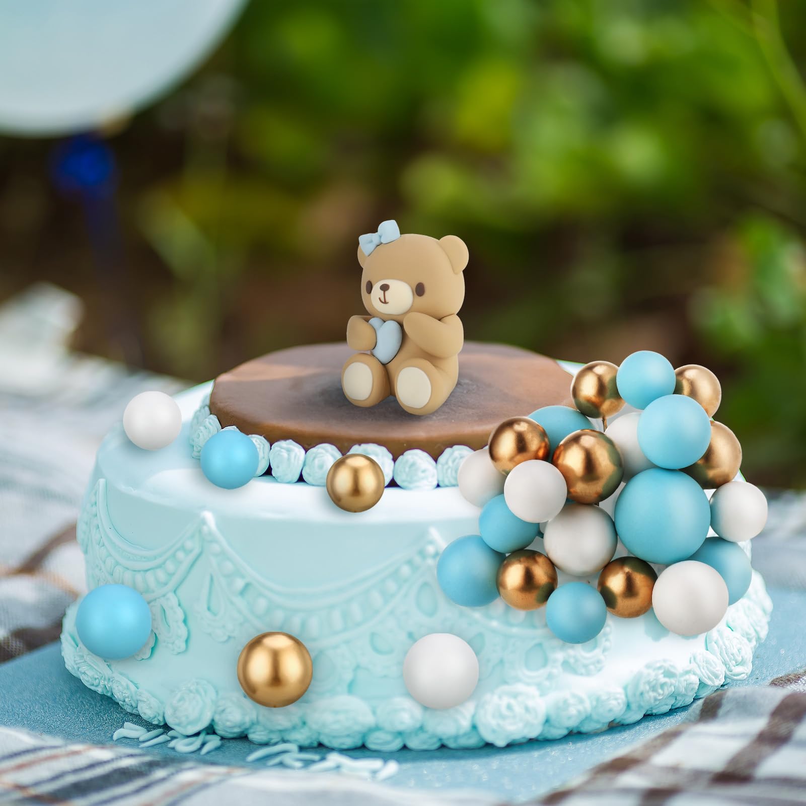 26Pcs Mini Teddy Bear Cake Toppers - Edible Cake Decorations for Baby Shower, Birthday, Christening & Wedding - Perfect for Cupcakes, Centerpieces & Letter Cakes