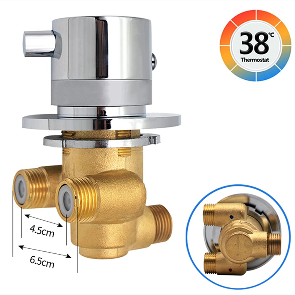 AFUDER Thermostatic Shower Valve - Brass Wall Mounted Shower Mixer Tap with 1-Way Output for Hot & Cold Water - Perfect for Bathroom Renovation & Spa-Like Shower Experience
