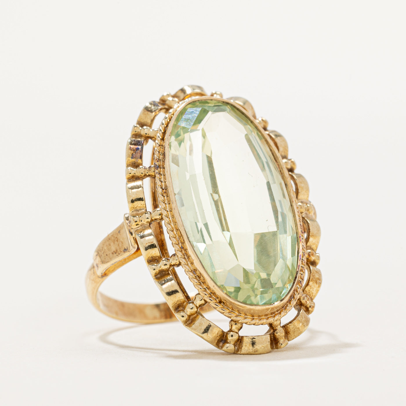 Dutch Hallmarked Synthetic Spinel Cocktail Ring - 11.50ct Oval Cut Gemstone, Size 5.5, Vintage Inspired Jewelry for Women | Perfect for Evening Parties, Weddings & Special Occasions