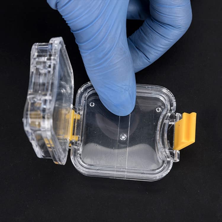 100 Pcs Dental Crown Storage Box with Membrane - Small Yellow Denture Veneer Containers for Bridges & Crowns | Perfect for Dentists, Dental Labs & Home Use