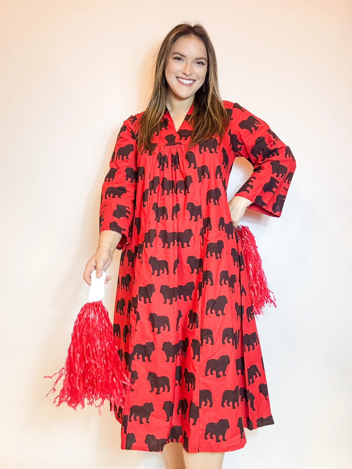 Classic Bulldog Print Caftan Maxi Dress for Women - Comfortable & Stylish Summer Beach Cover Up, Boho Chic Loungewear