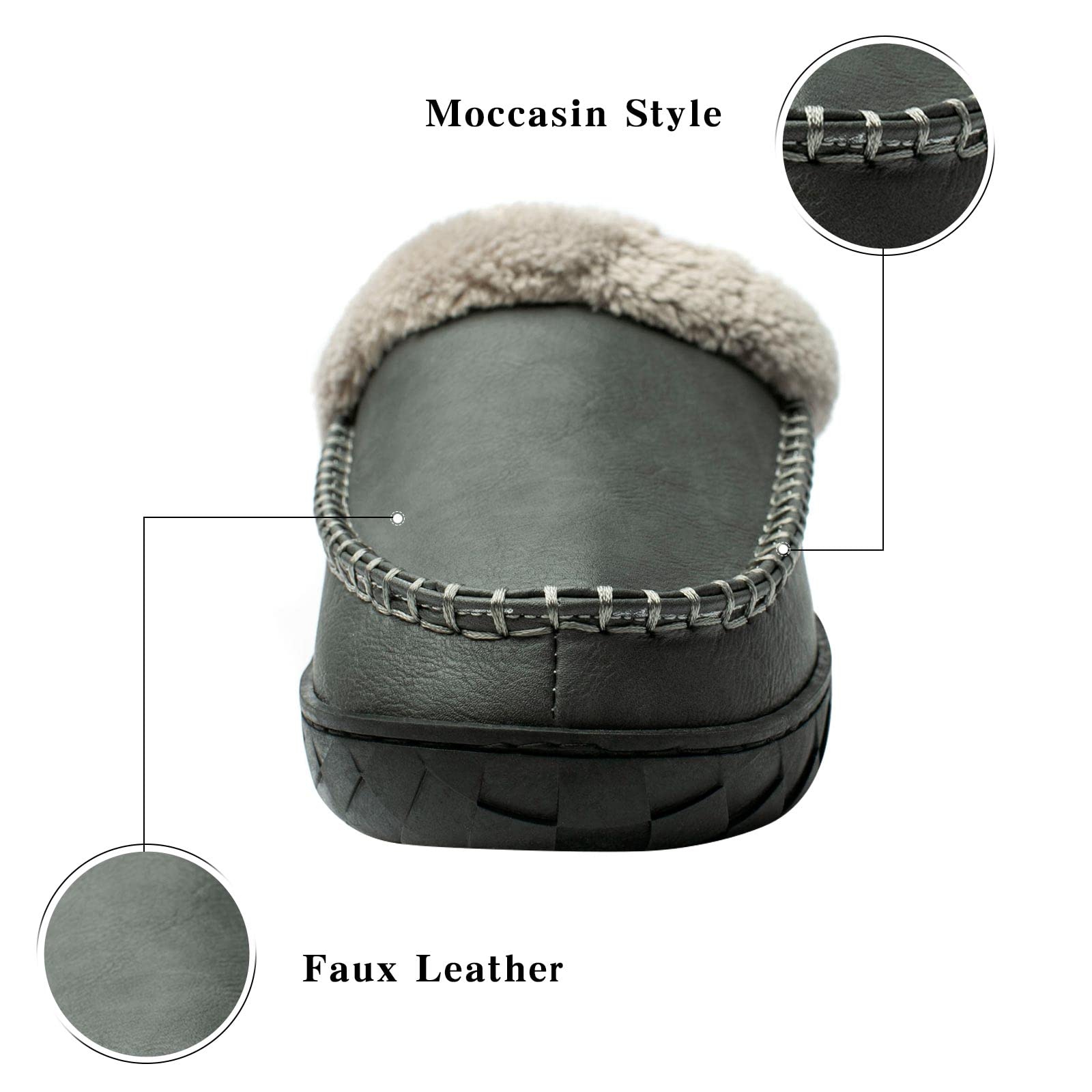 WOTTE Men's Moccasin Slippers - Soft Microsuede with Fleece Lining & Memory Foam - Comfortable Indoor/Outdoor House Shoes for Relaxing at Home, Walking the Dog or Quick Errands