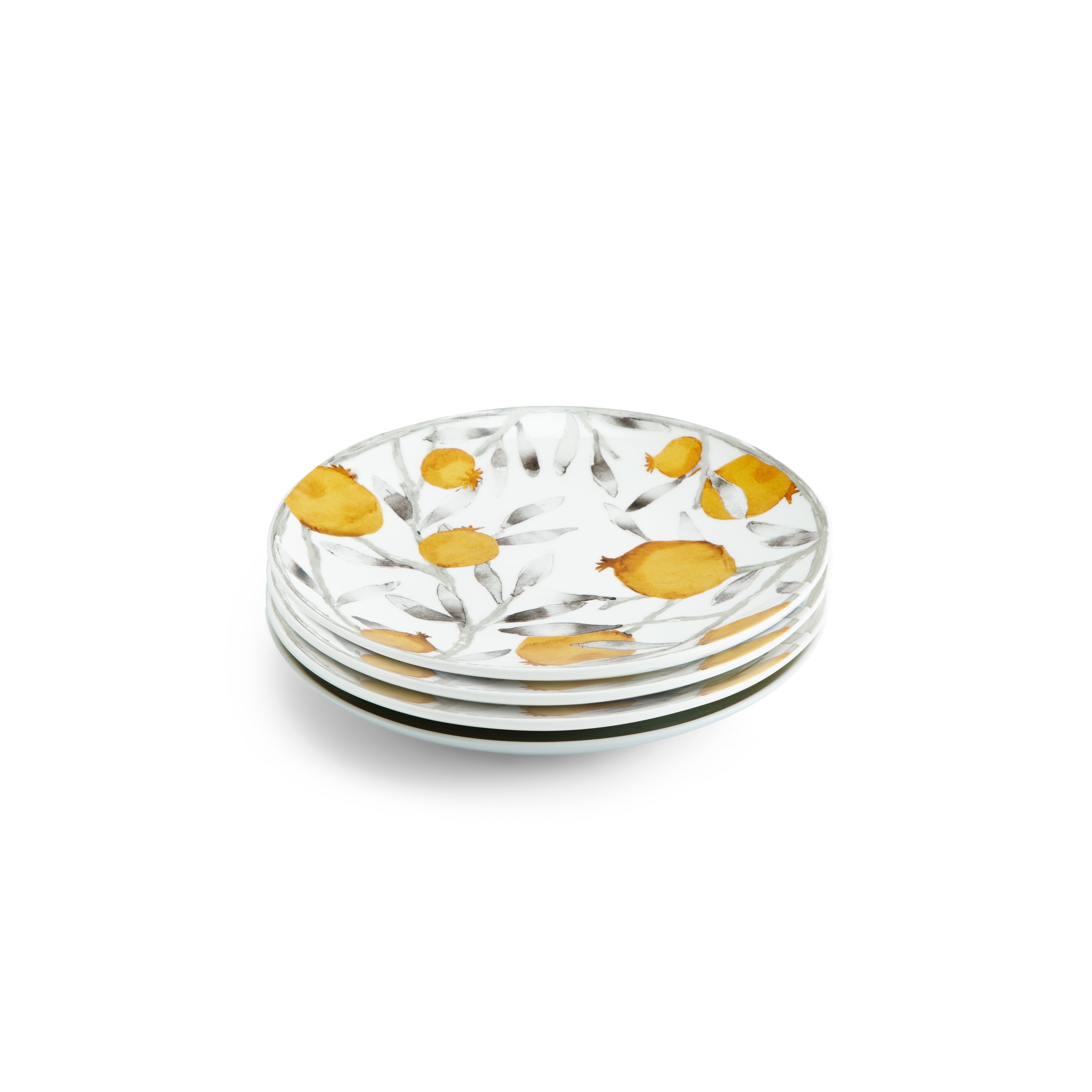 Premium Pomegranate Design Tidbit Plate Set - Elegant Appetizer Serving Plates for Parties, Weddings & Entertaining - Perfect for Cheese, Fruits & Finger Foods