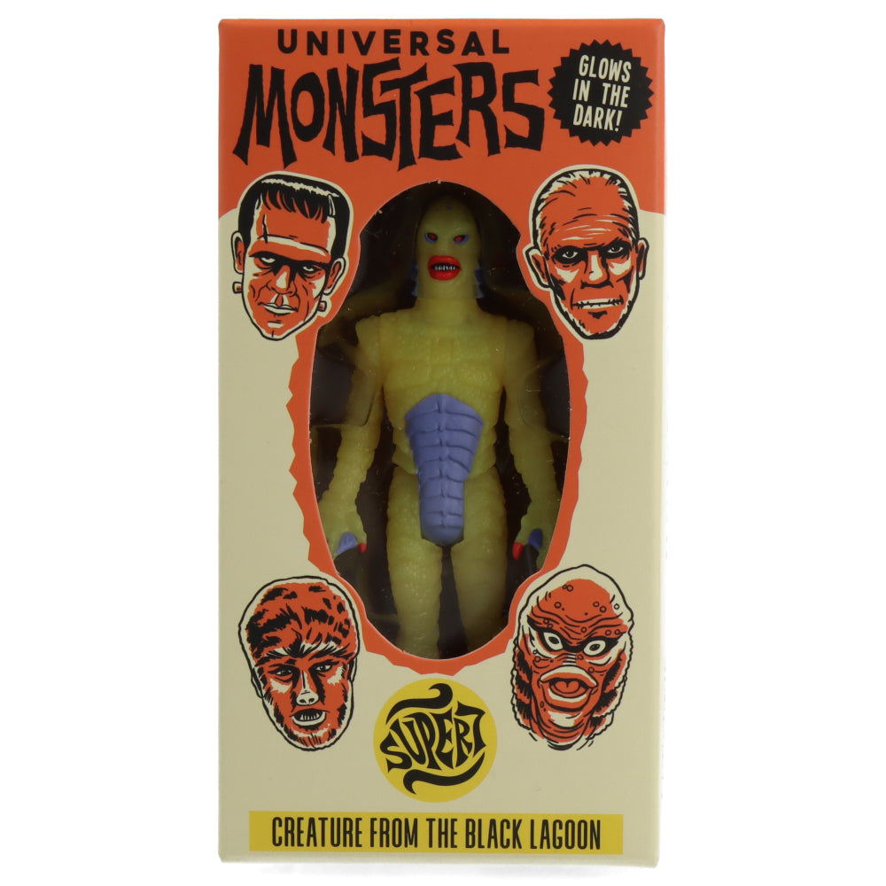Universal Monsters Glow in The Dark Creature from The Black Lagoon ReAction Figure - Collectible Horror Movie Character for Halloween Decor & Display
