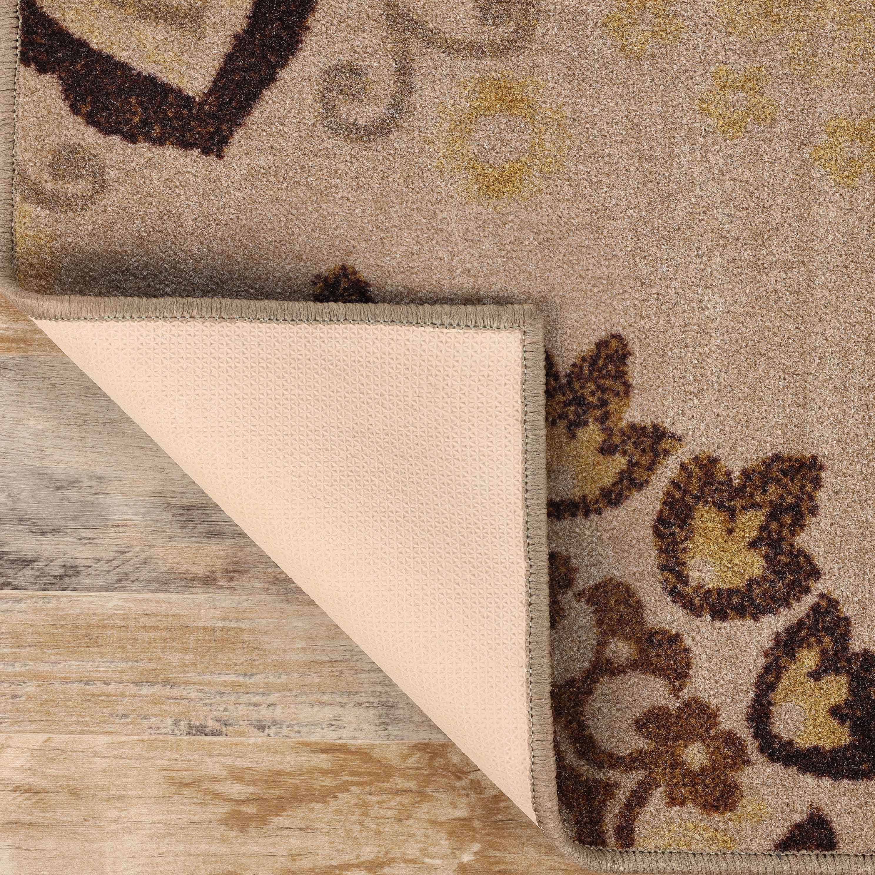 Liena Medallion Non-Slip Washable Indoor Area Rug - Soft Anti-Skid Living Room Carpet, Bedroom Runner for Home Decor (5x8 Feet, Beige)