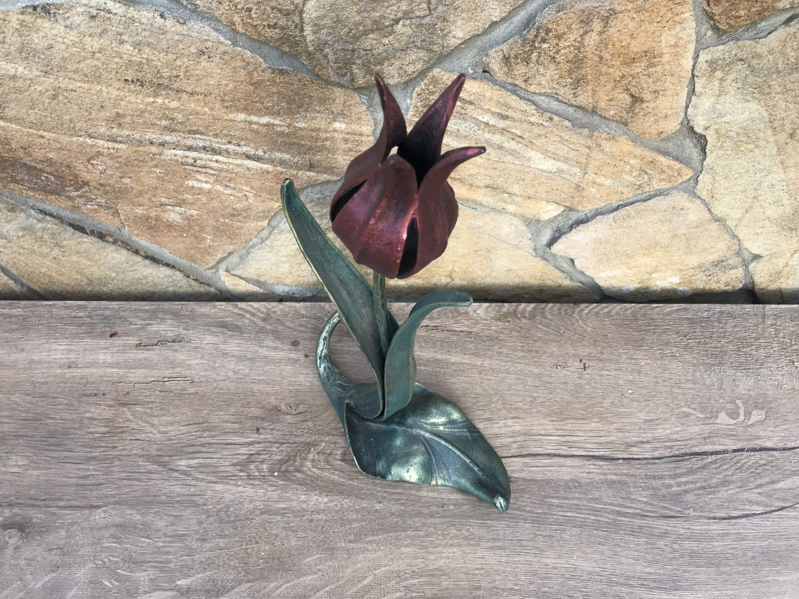 Hand-Forged Iron Tulip Flower - Unique 6th Anniversary & Mother's Day Gift for Her - Elegant Home Decor & Thoughtful Present for Special Occasions