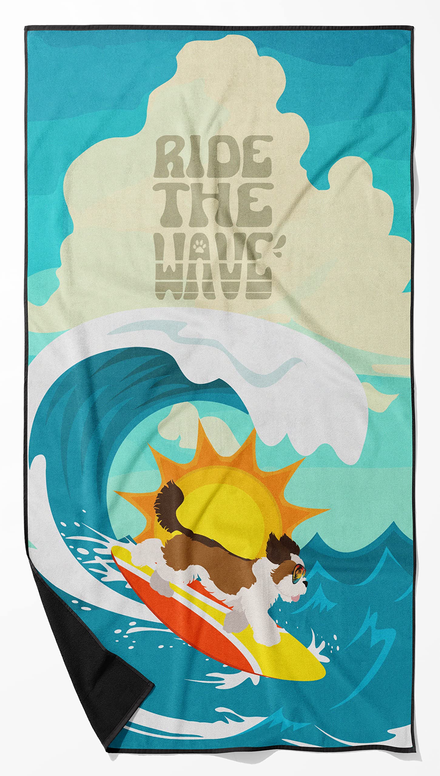 Premium Oversized Beach Towel - Surfer Dog Shih Tzu Design | Quick Dry Plush for Pool, Beach & Yoga | Caroline's Treasures MLM1269TWL3060 | Perfect for Summer Vacations, Picnics & Outdoor Activities