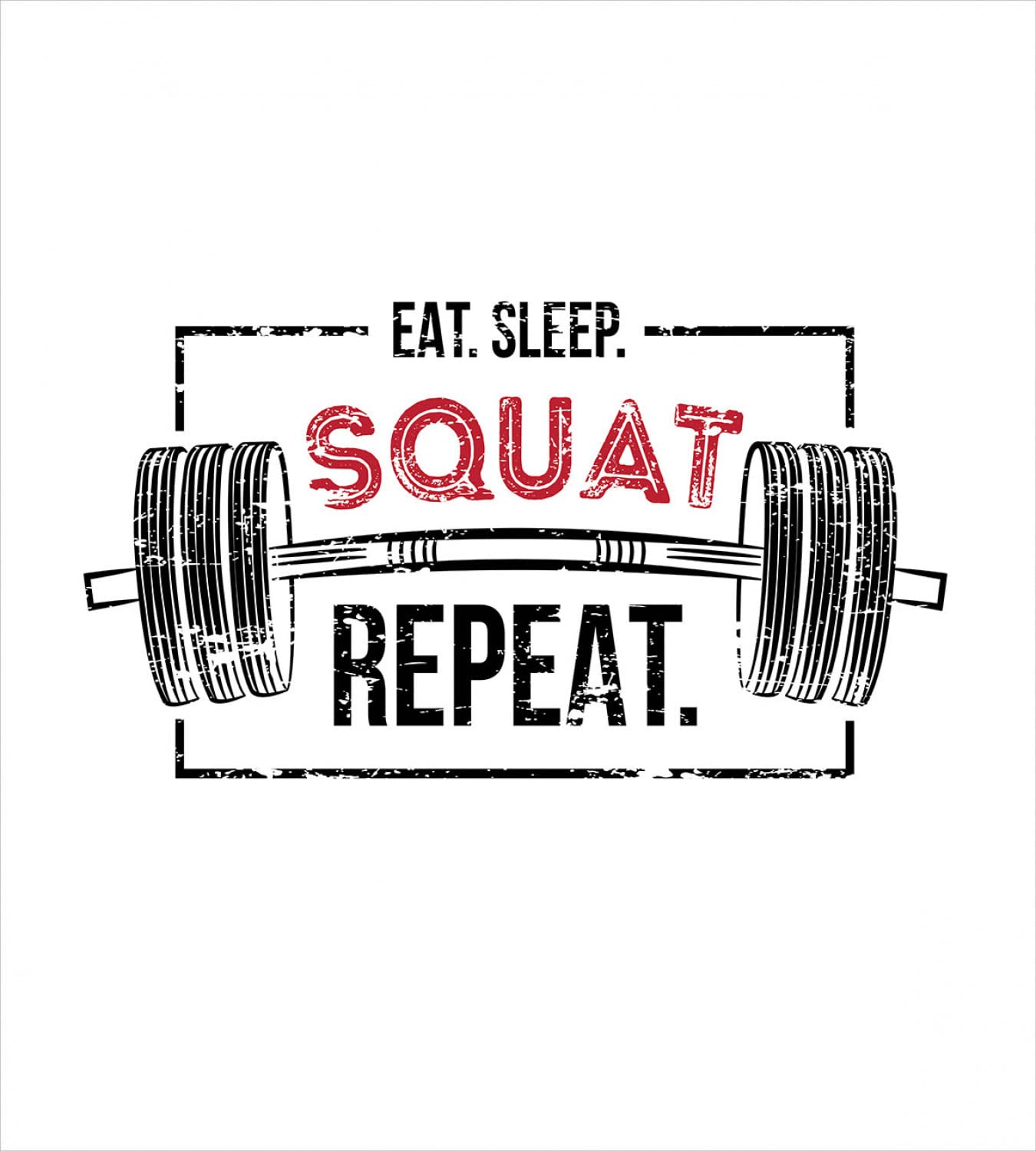 Ambesonne Gym Themed Duvet Cover Set - Eat Sleep Squat Design with Grunge Effect, 2-Pack King Size Bedding Set Includes 2 Duvet Covers & 4 Pillowcases (Vermilion/Black) - Perfect for Home Gym Enthusiasts and Fitness Lovers Bedroom Decor