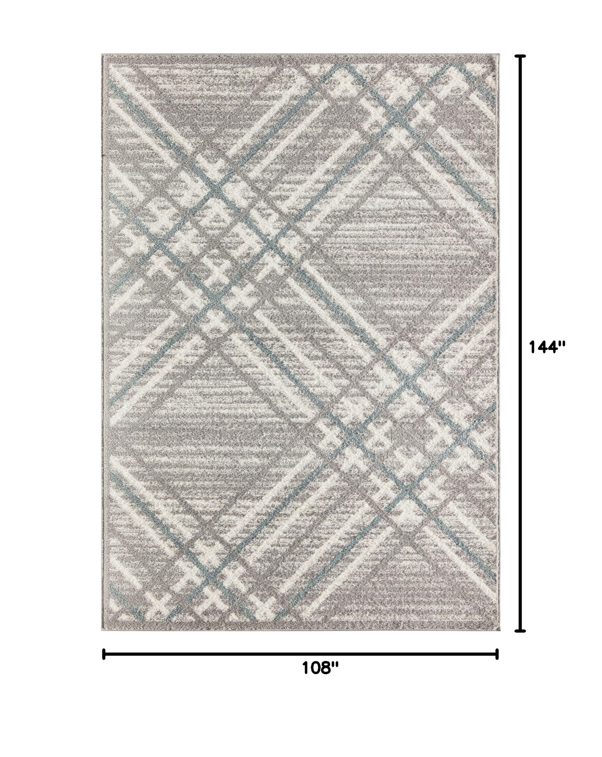 Rugs America Tyson DV10B Gray Moroccan Geometric Area Rug 9x12 Feet - Perfect for Living Room, Bedroom & Office Decor