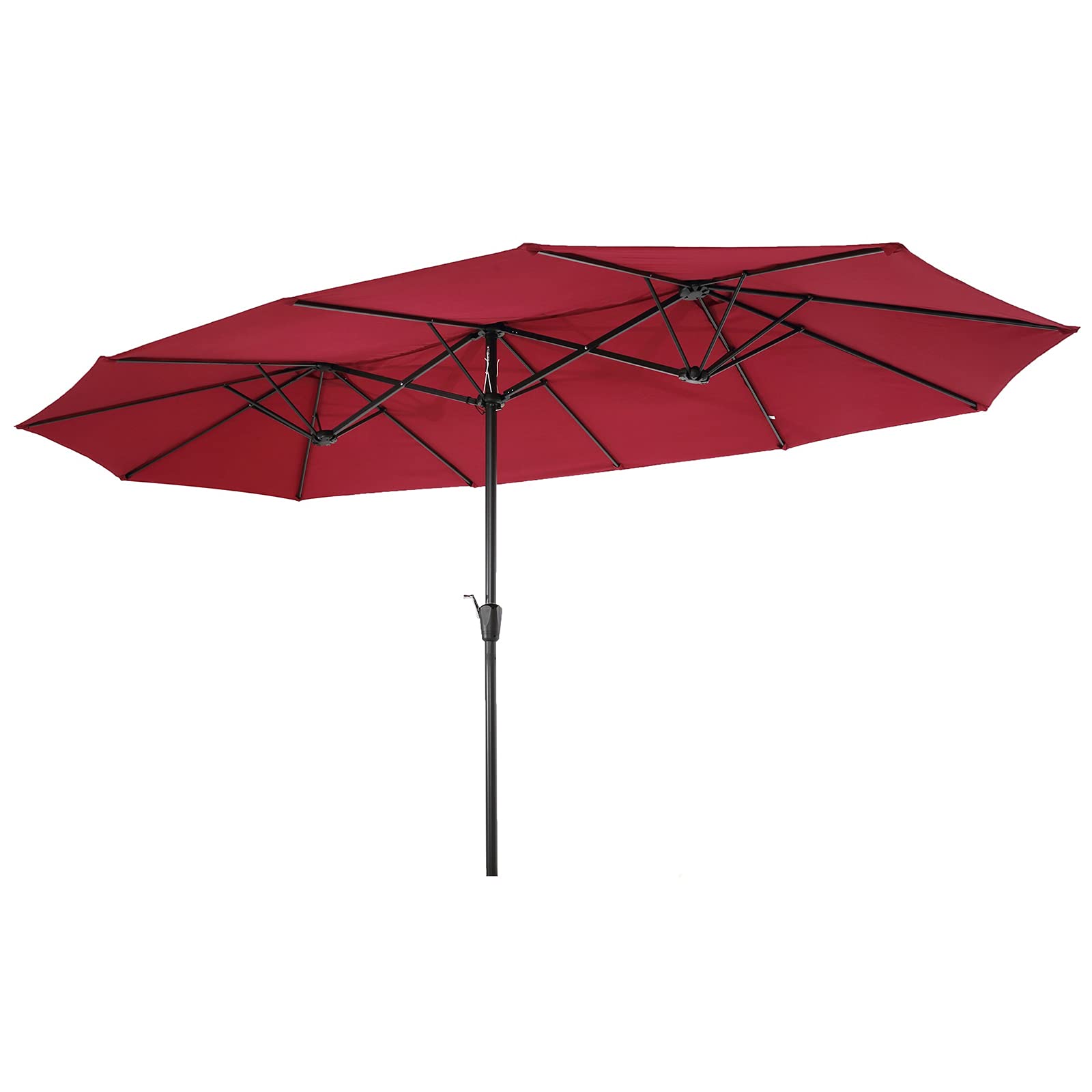 Bysesion GT2-XJ 15x9ft Large Double-Sided Rectangular Outdoor Steel Patio Market Umbrella with Crank Handle - Burgundy Red | Perfect for Poolside, Backyard, Restaurant & Outdoor Dining