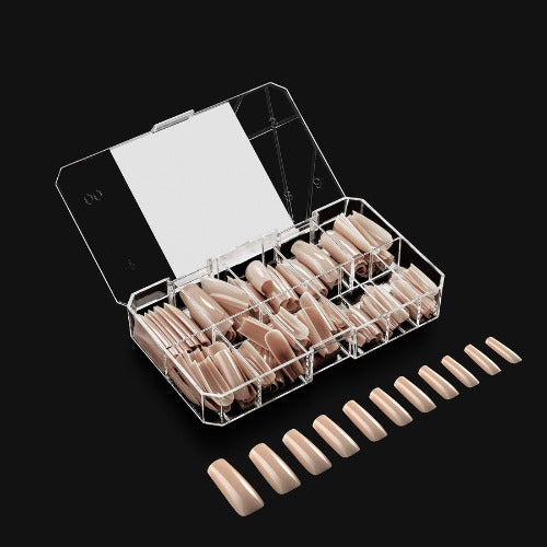 Apres Gel X Neutrals Alex Sculpted Tips 150pc - Long Square Nail Extensions for Salon & DIY Manicure | Perfect for Weddings, Parties & Special Occasions
