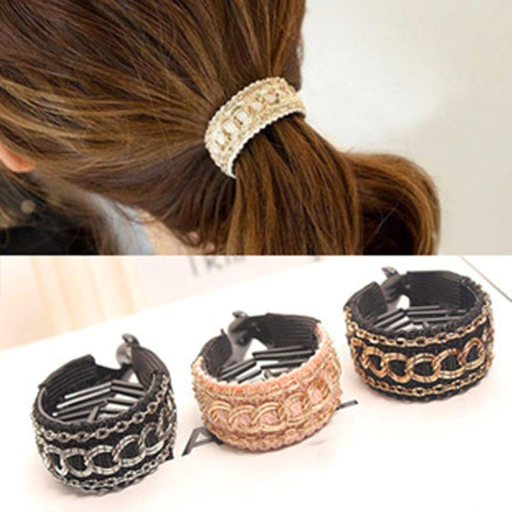 3Pcs Korean Style Striped Bow Hair Clips - Elegant Solid Fabric Hair Claws for Women & Girls | Banana Clip Ponytail Holders for School, Work & Party Hairstyles