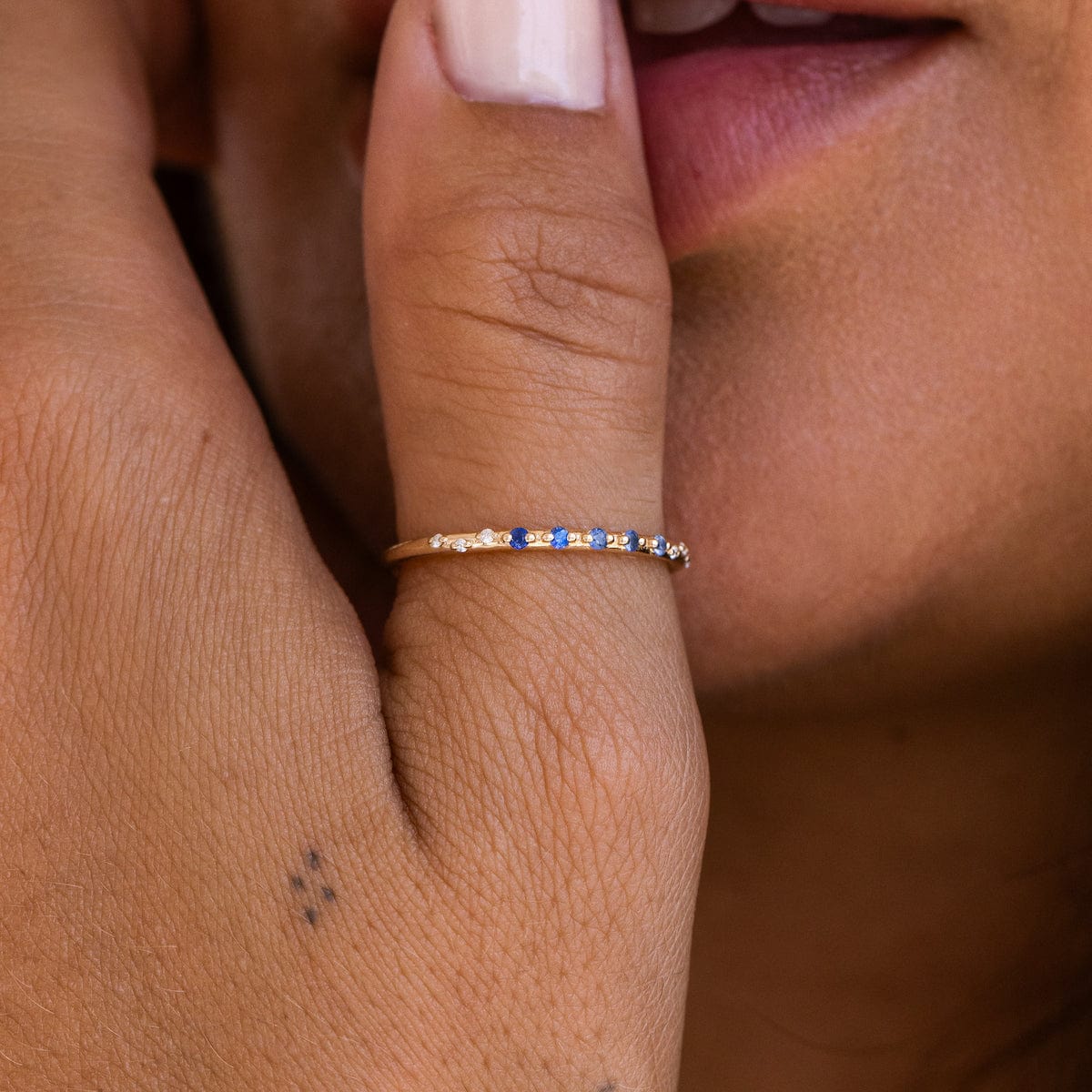 Starry Sapphire Ombré Band Ring - Elegant Blue Gradient Gemstone Jewelry for Women - Perfect for Weddings, Anniversaries & Special Occasions