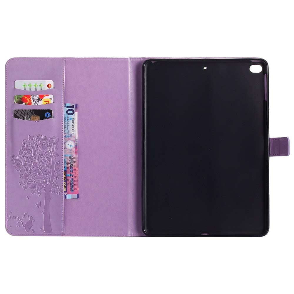 Premium PU Leather iPad Case for iPad 9.7 Inch (5th/6th Gen 2017/2018) & iPad Air 2/Air - Tree Cat Embossed Flip Cover with Auto Sleep/Wake & Stand Feature - Perfect for Work, Travel & Home Use