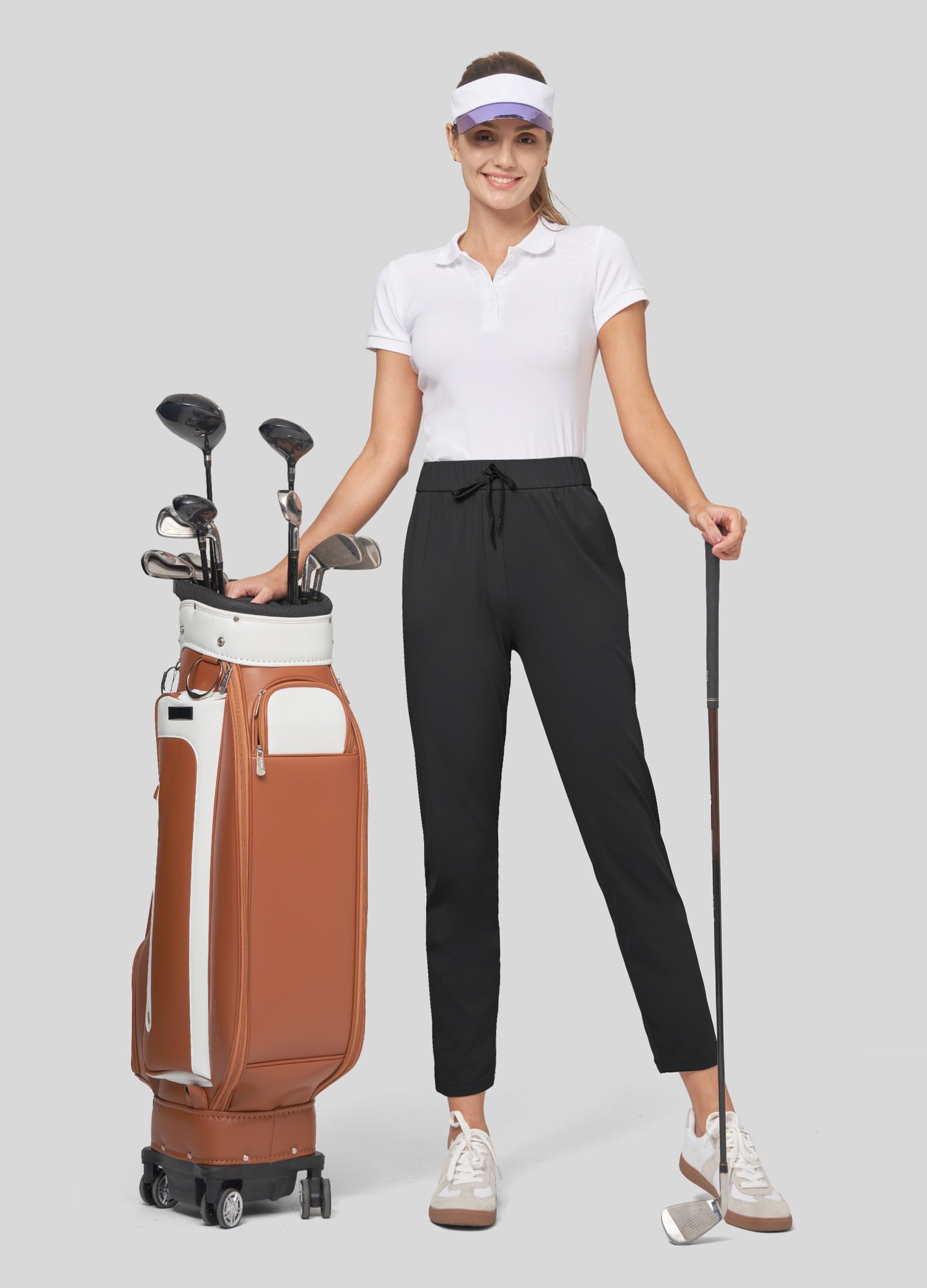 Willit Women's 7/8 Golf Travel Pants - Quick Dry Athletic Lounge Sweatpants for Golf, Travel & Casual Wear