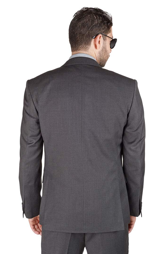 AZAR Slim Fit 3-Piece Vested Suit for Men - Dark Charcoal Grey Solid Color, 2-Button Notch Lapel | Perfect for Business Meetings, Weddings & Formal Events